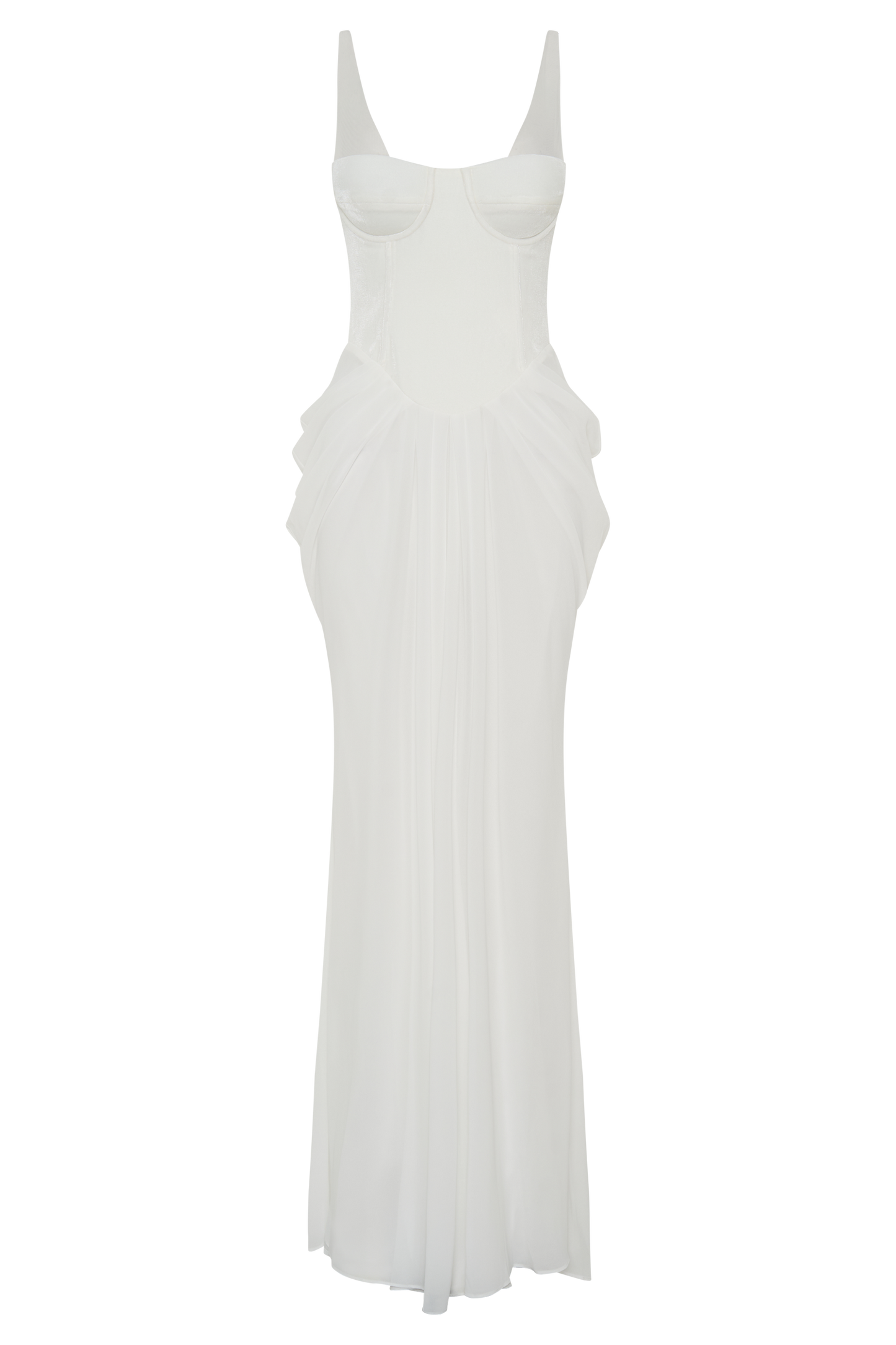 Roxanne Velvet Corset Maxi Dress - White