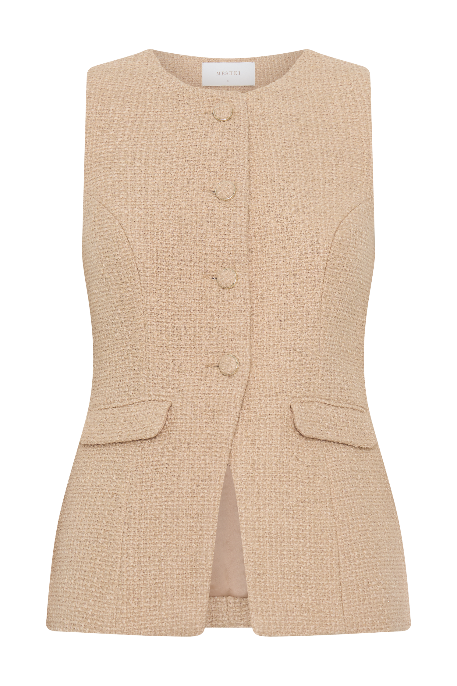 Camilla Boucle Sleeveless Vest - Light Taupe #8