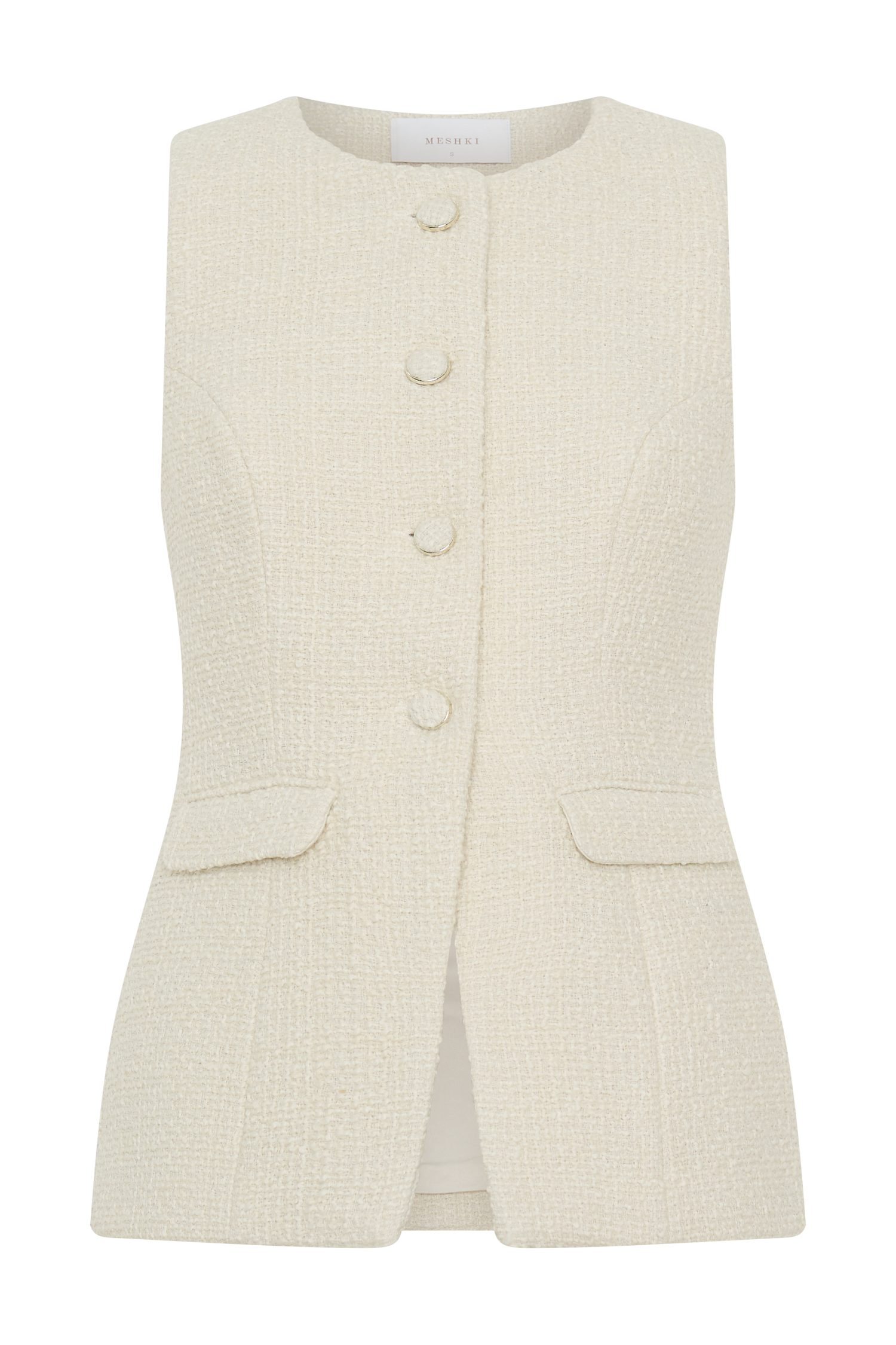 Camilla Boucle Sleeveless Vest - Ivory #7