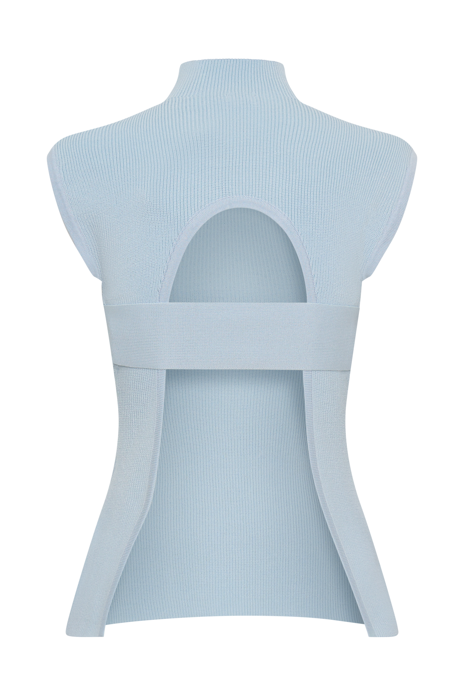 Maxine Knit Open Back Top - Light Blue #6