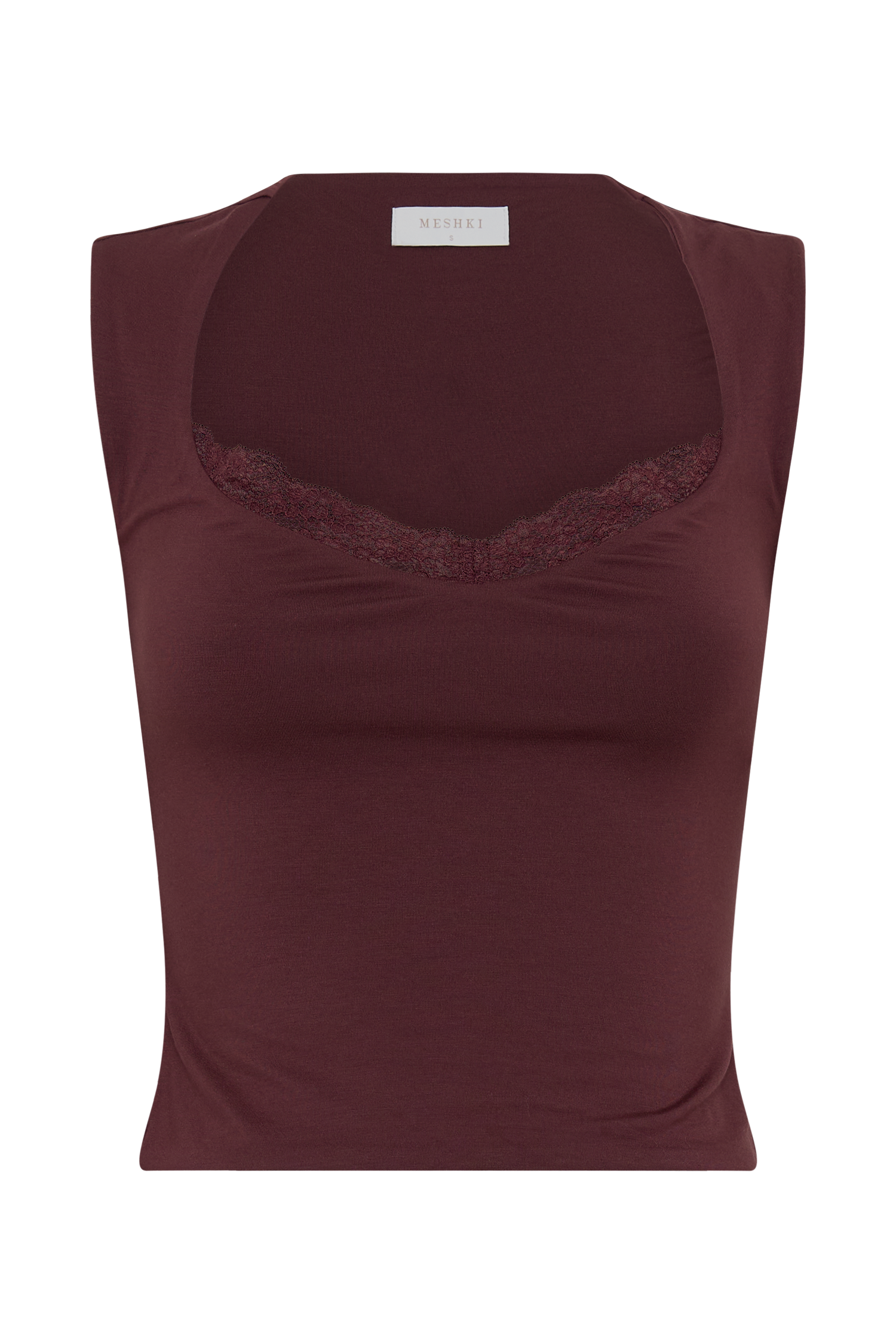 Tatianna Lace Trim Modal Top - Mahogany #7
