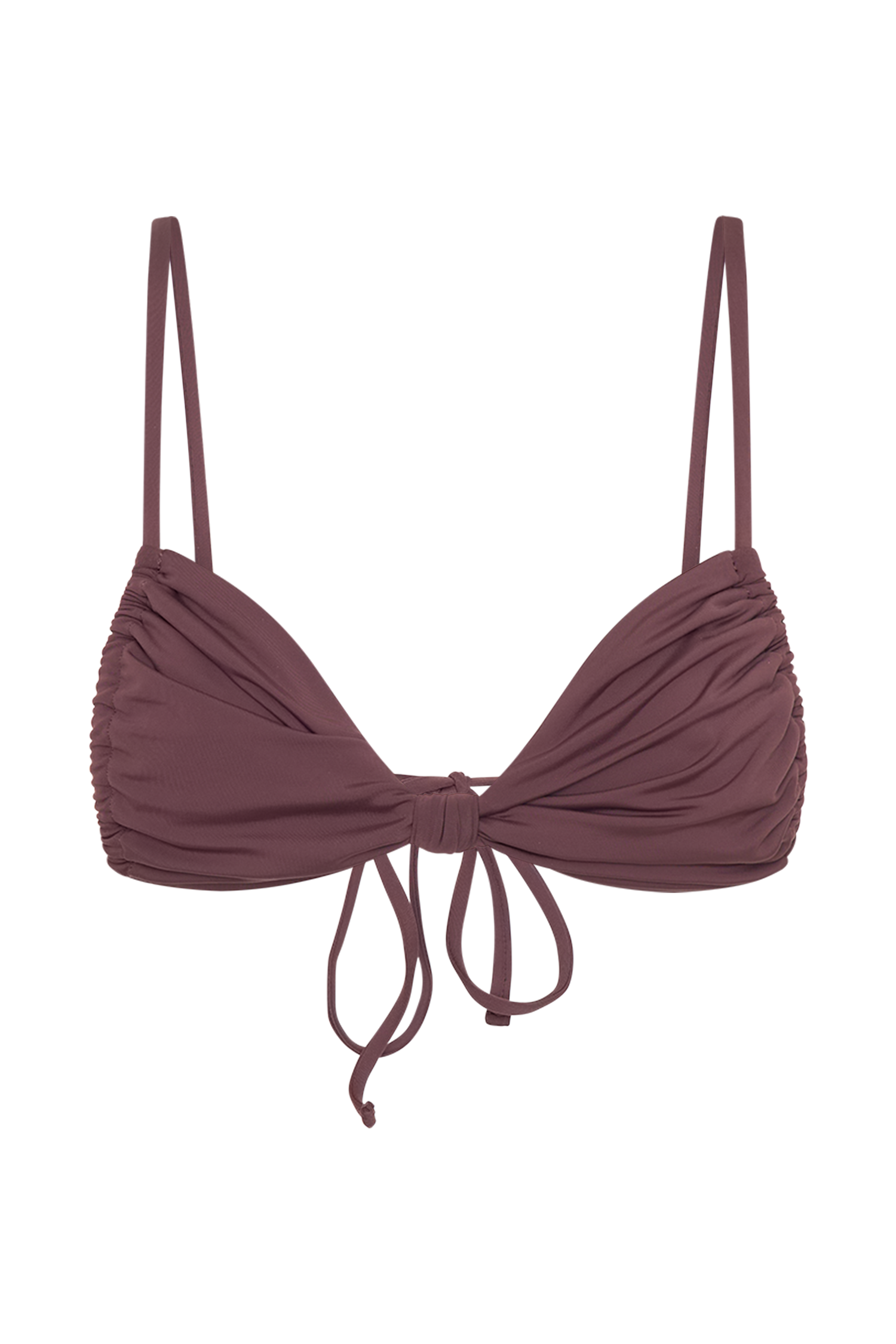 Rosmunda Ruched Bikini Top - Chocolate #10