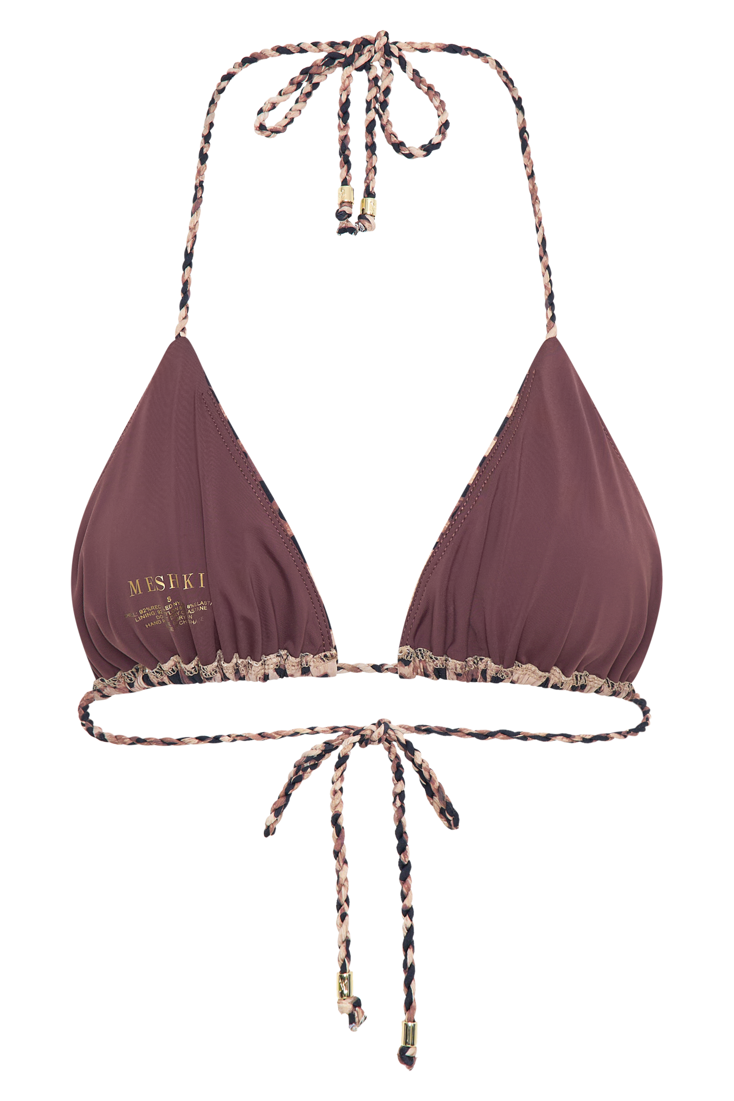 Sachi Triangle Bikini Top With Braided Ties - Leopard Print #8