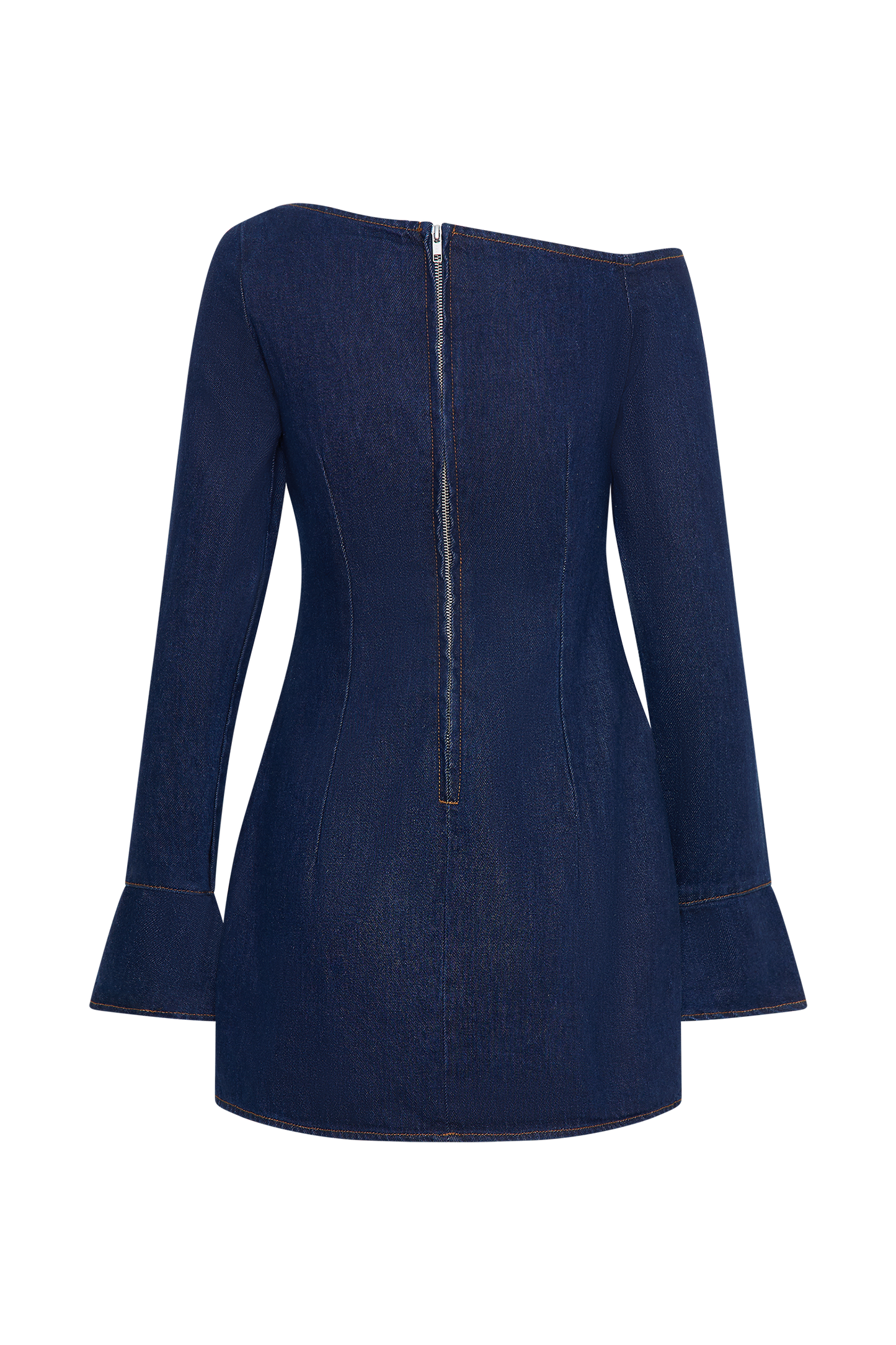 Cece Denim Mini Dress With Ties - Indigo Blue