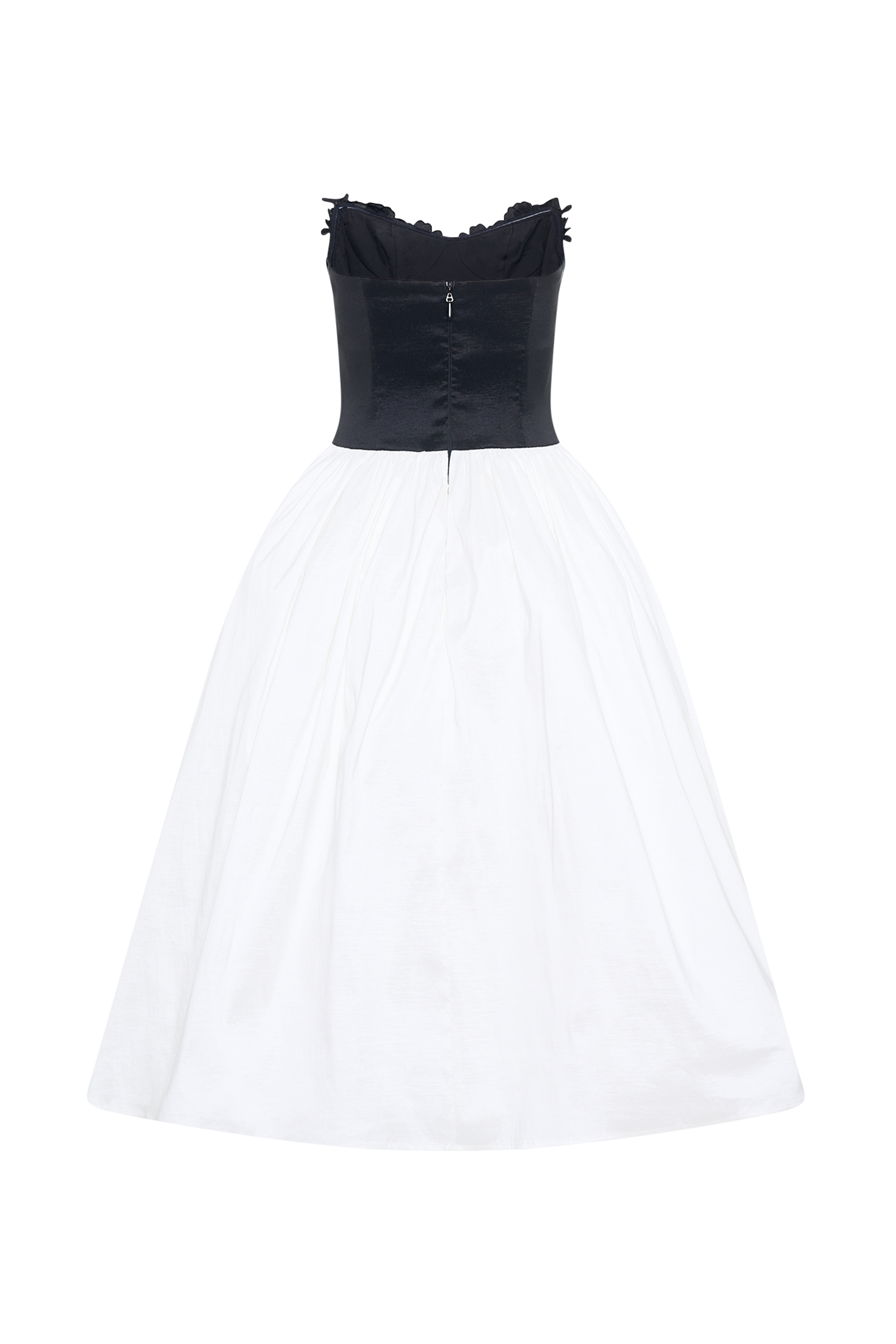 Elyssa Embroidered Contrast Midi Dress - Black/White #7