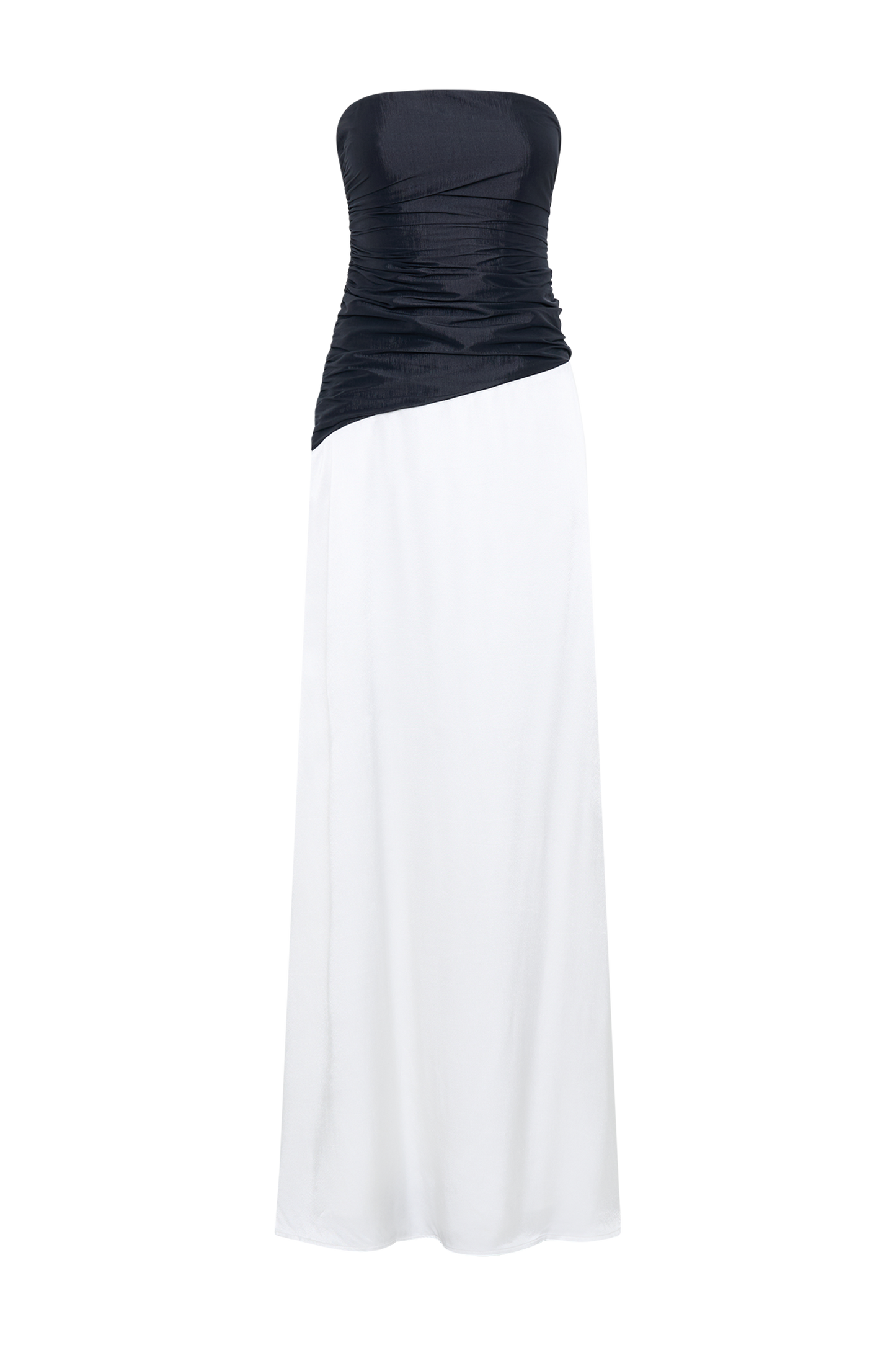 Serena Strapless Taffeta Maxi Dress - White/Black