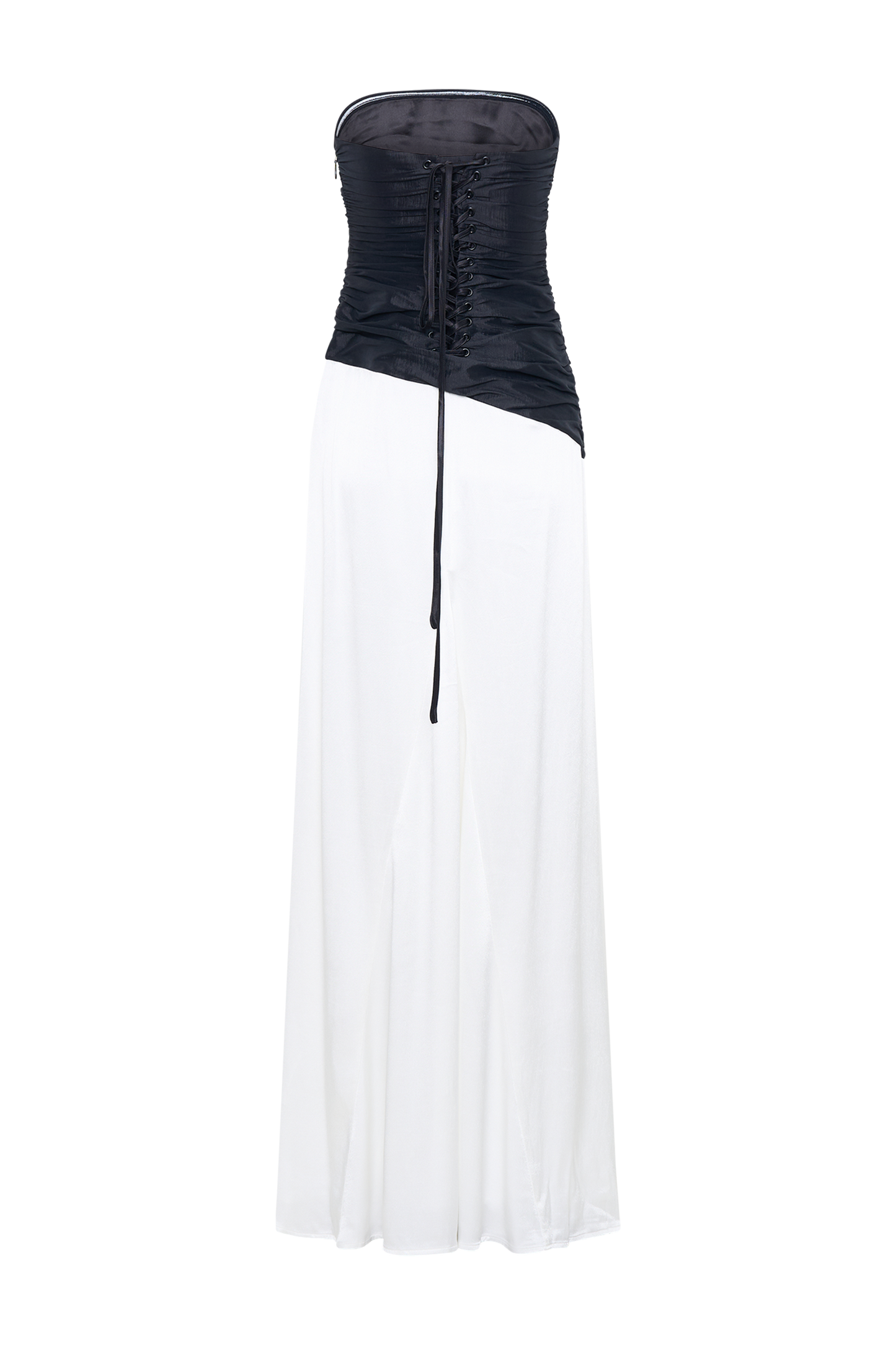 Serena Strapless Taffeta Maxi Dress - White/Black