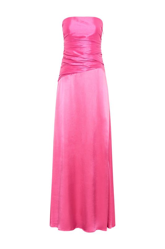 Serena Strapless Taffeta Maxi Dress - Crimson Pink