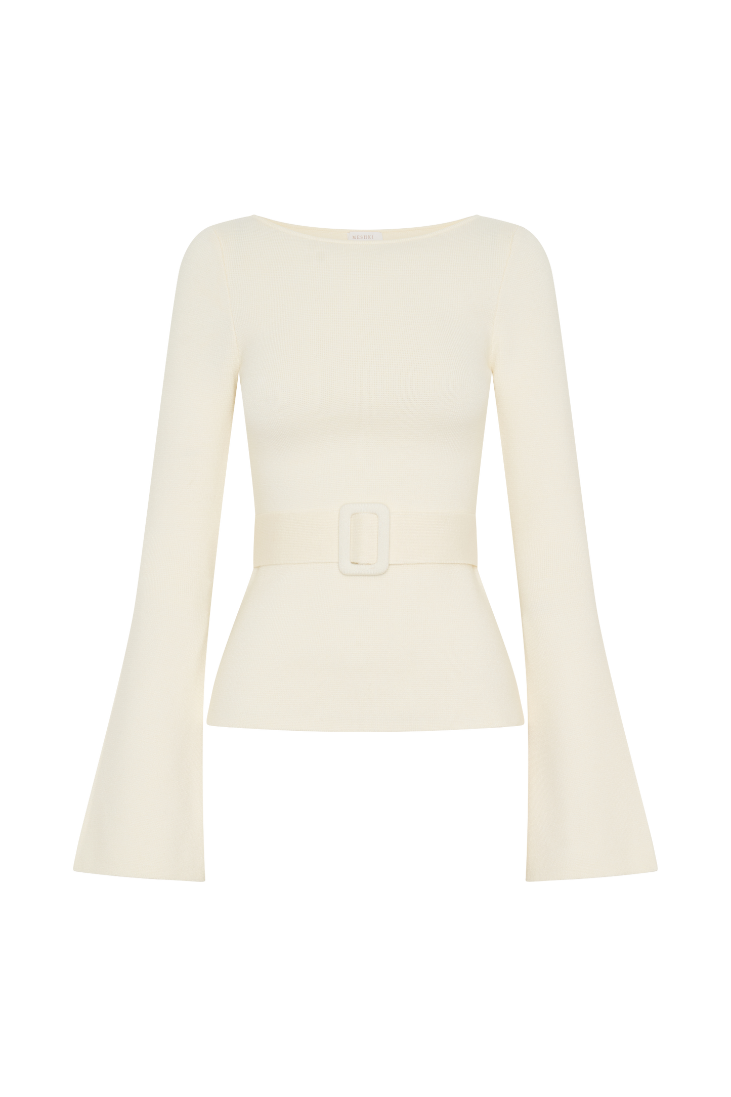 Justine Belted Knit Top - Ivory