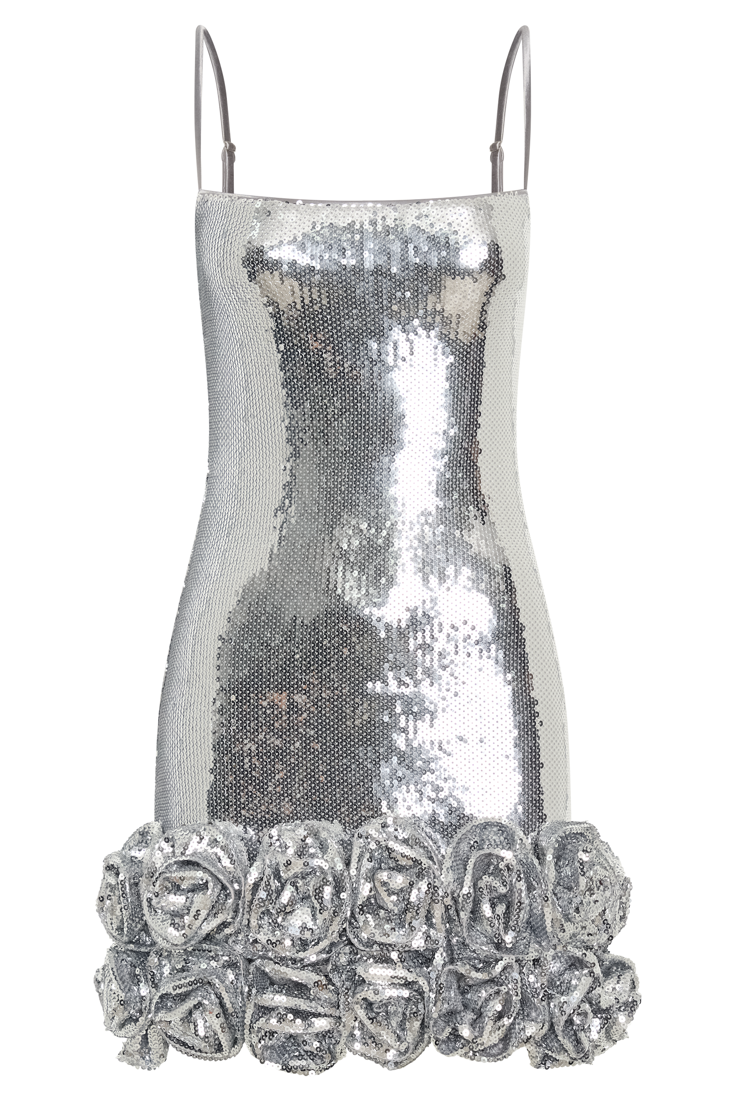 Faye Sequin Flower Mini Dress - Silver #11