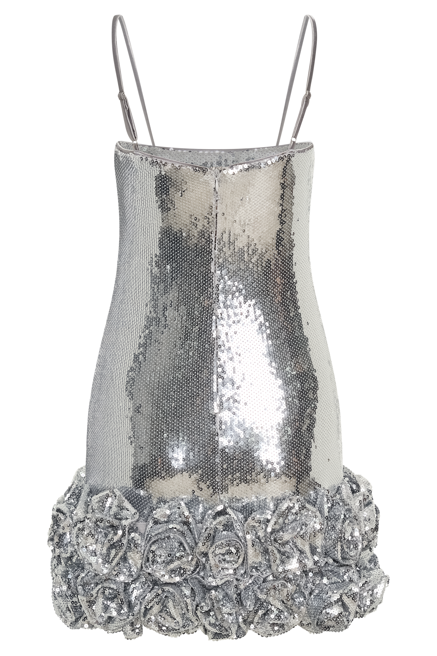 Faye Sequin Flower Mini Dress - Silver