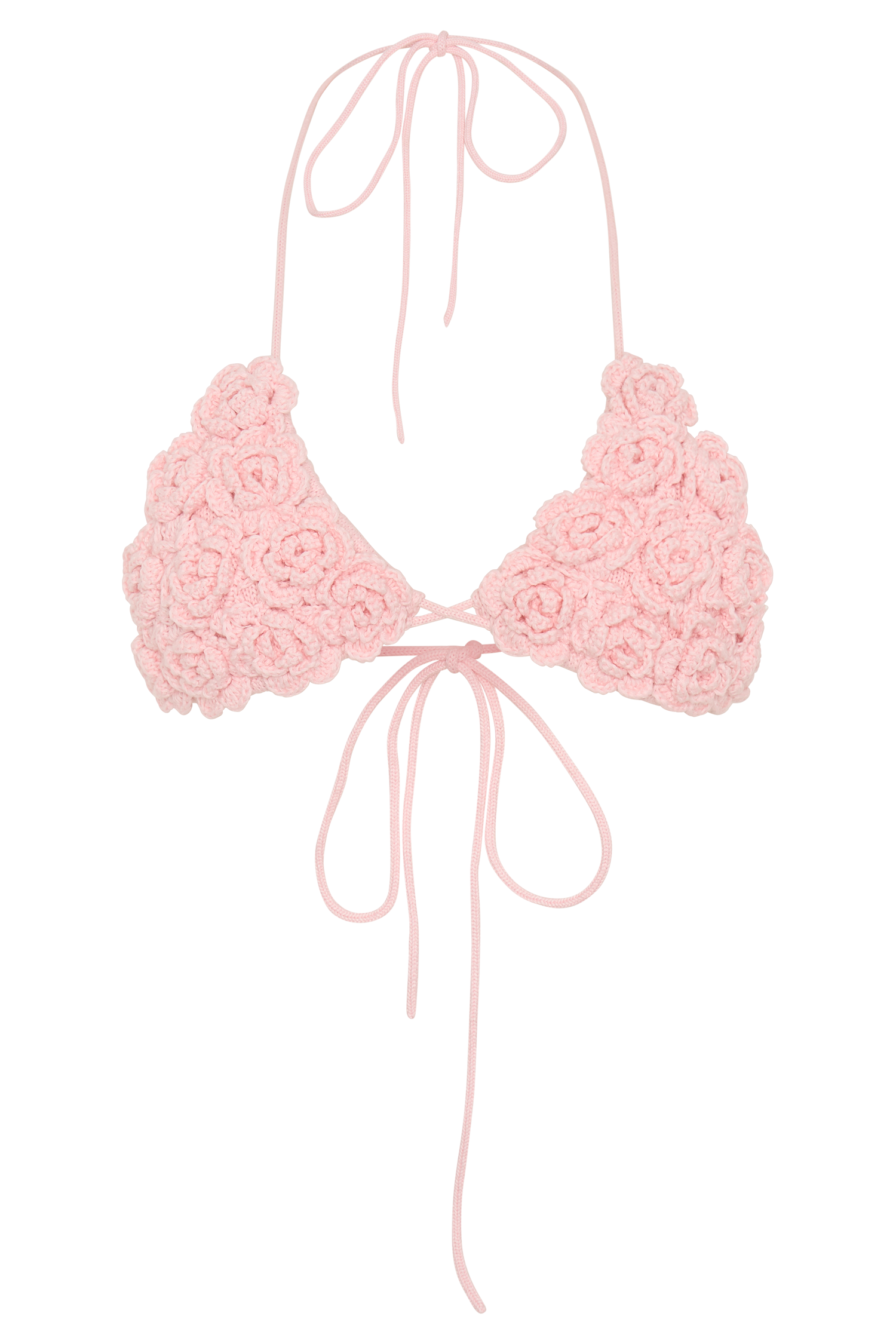 Aesha Floral Crochet Bikini Top - Pale Pink #8