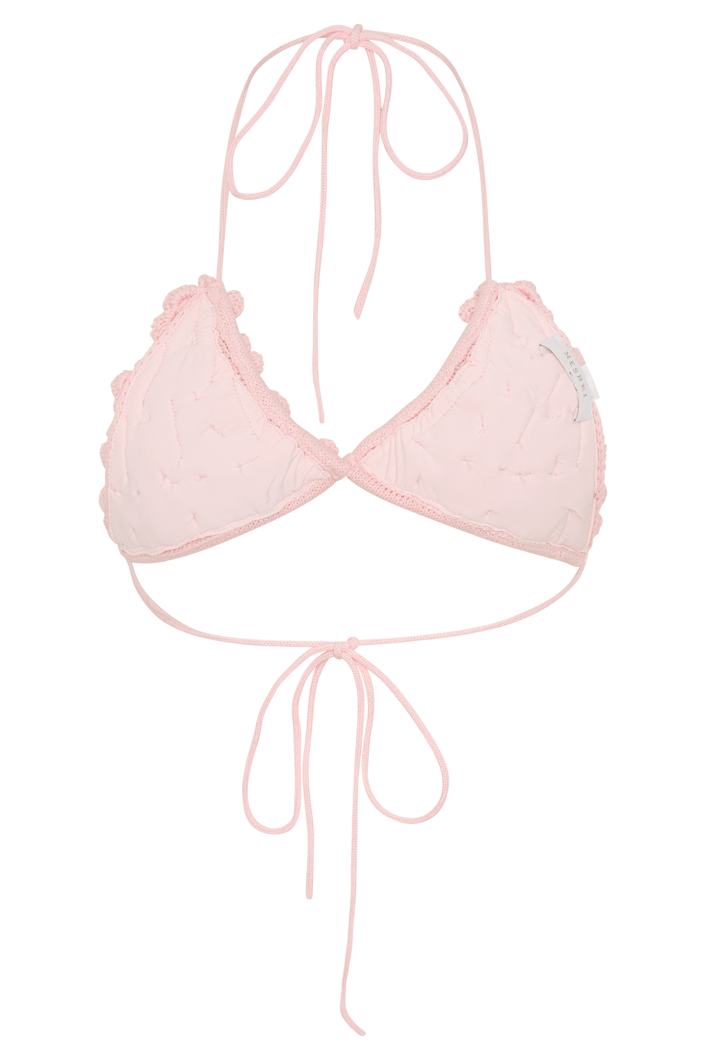 Aesha Floral Crochet Bikini Top - Pale Pink