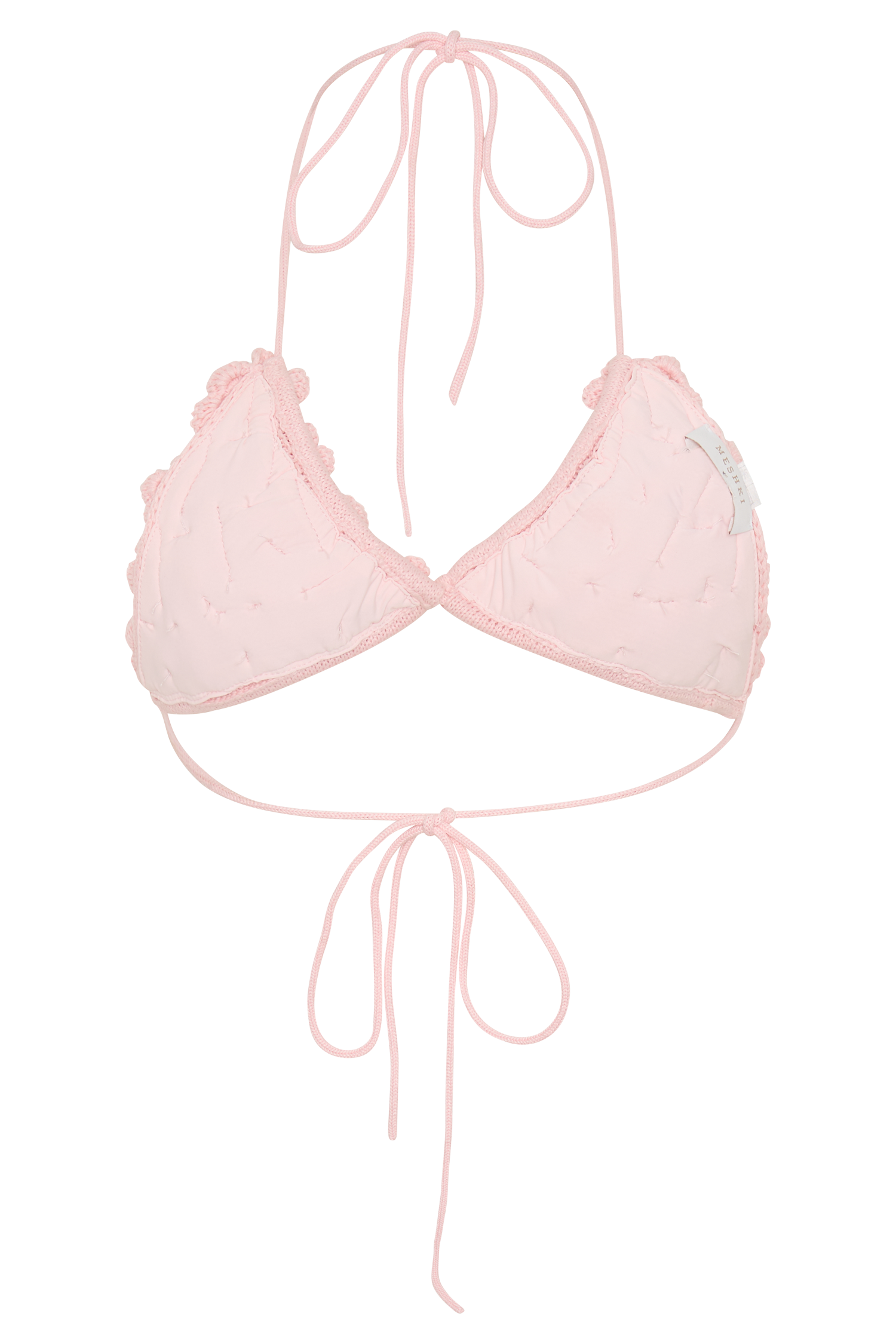 Aesha Floral Crochet Bikini Top - Pale Pink #7