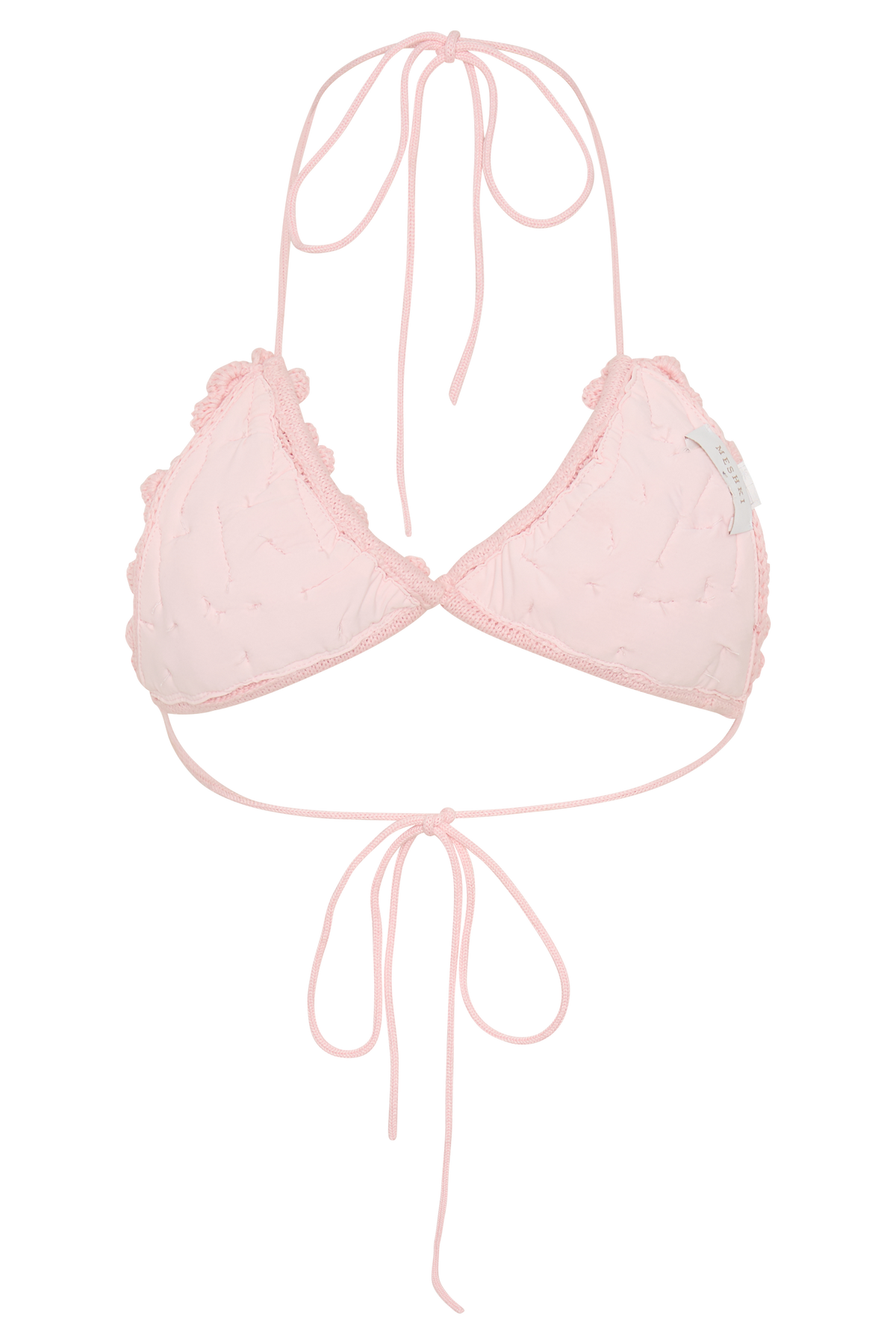 Aesha Floral Crochet Bikini Top - Pale Pink #7
