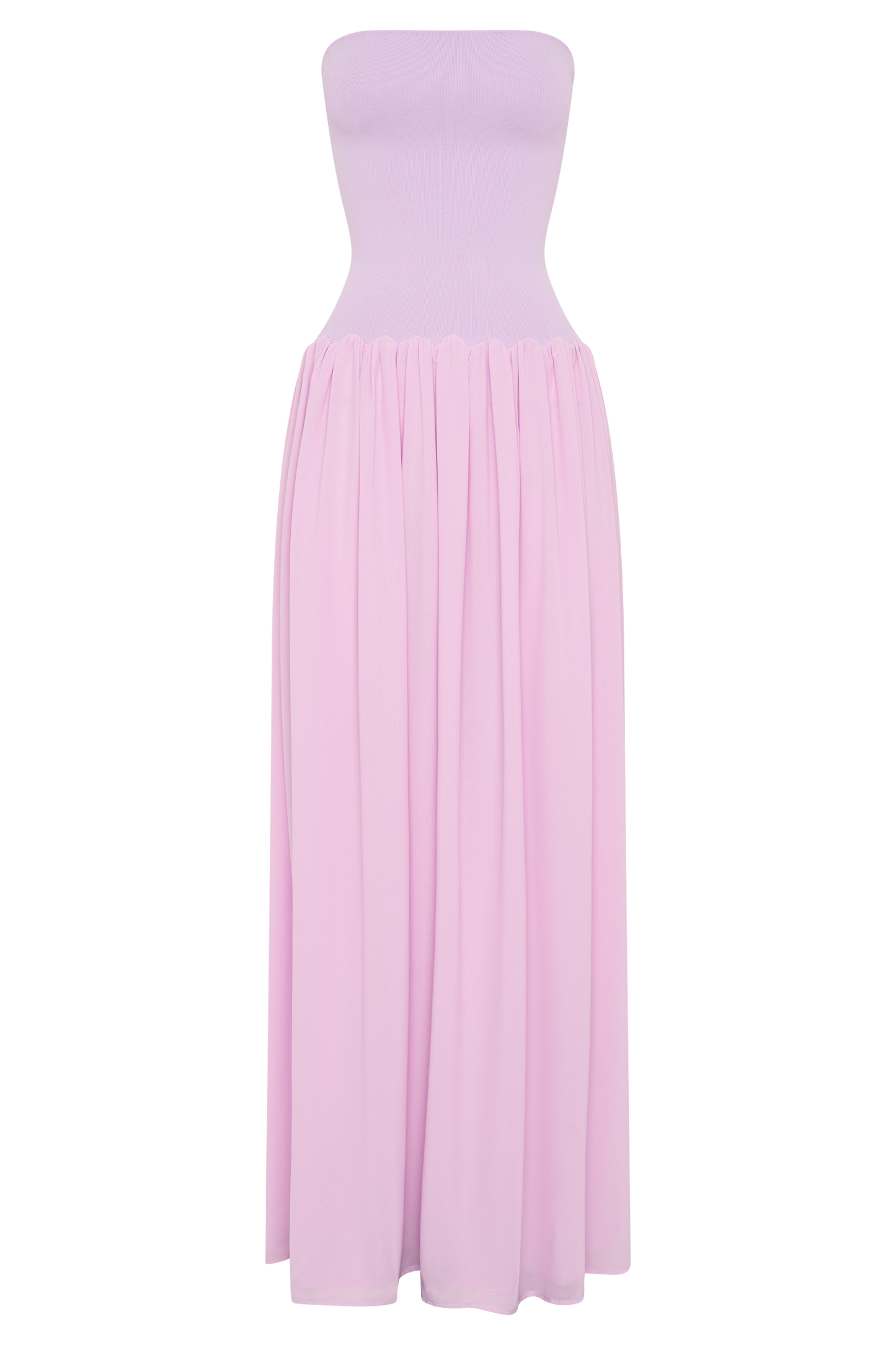 Lyanna Knit And Chiffon Strapless Maxi Dress - Lilac