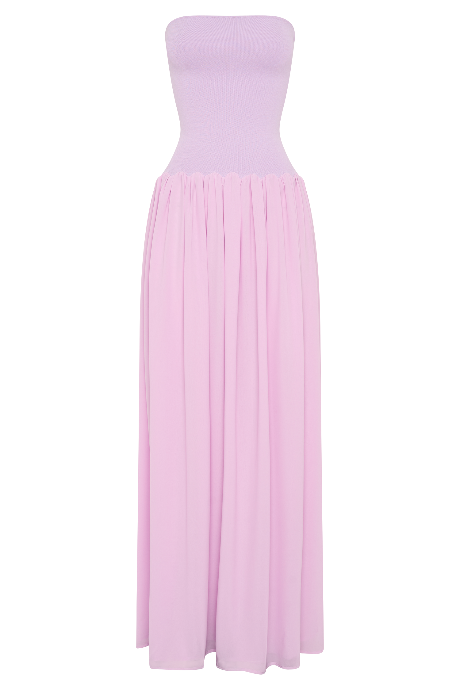 Lyanna Knit And Chiffon Strapless Maxi Dress - Lilac #7