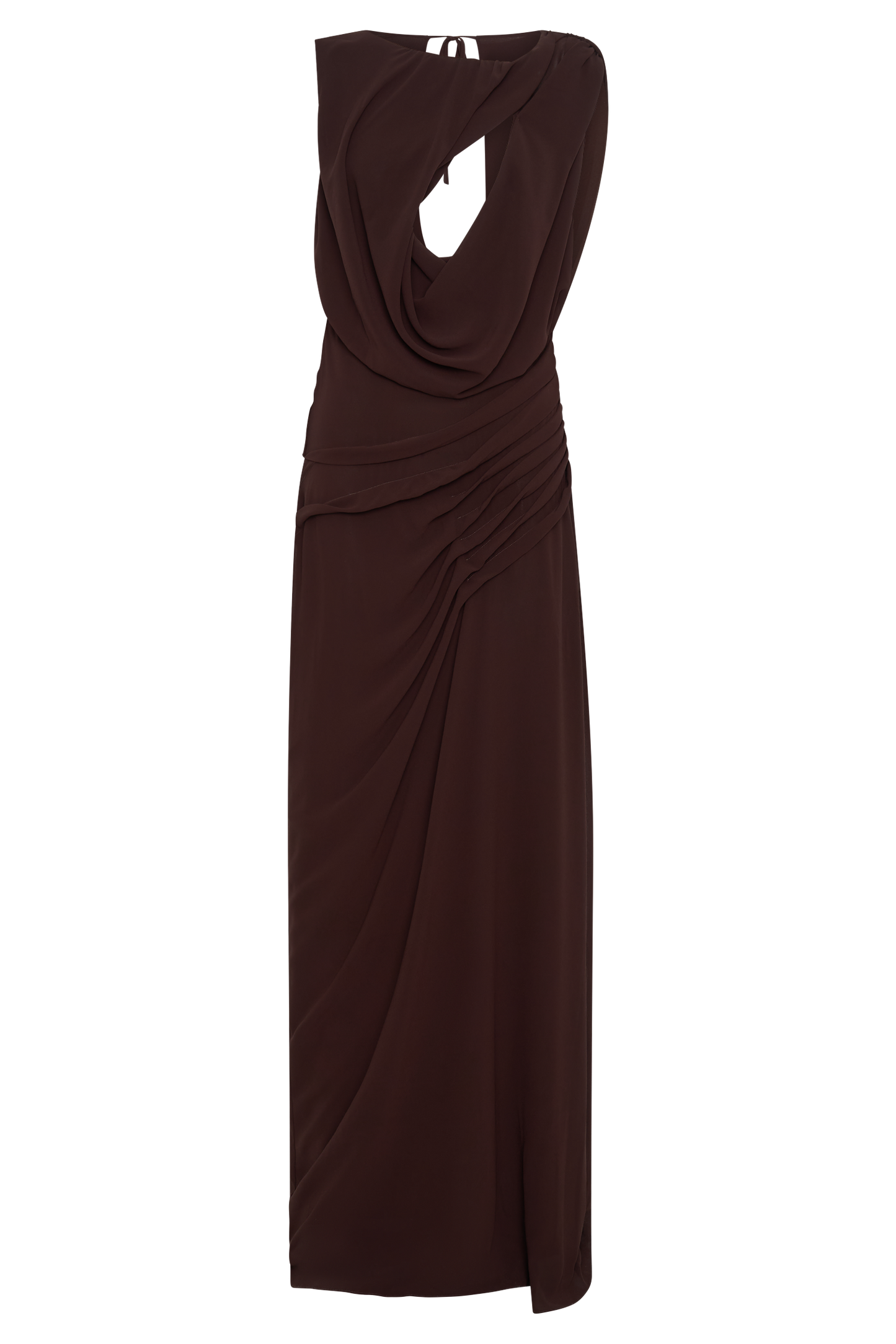 Oria Chiffon Maxi Dress - Cacao Brown