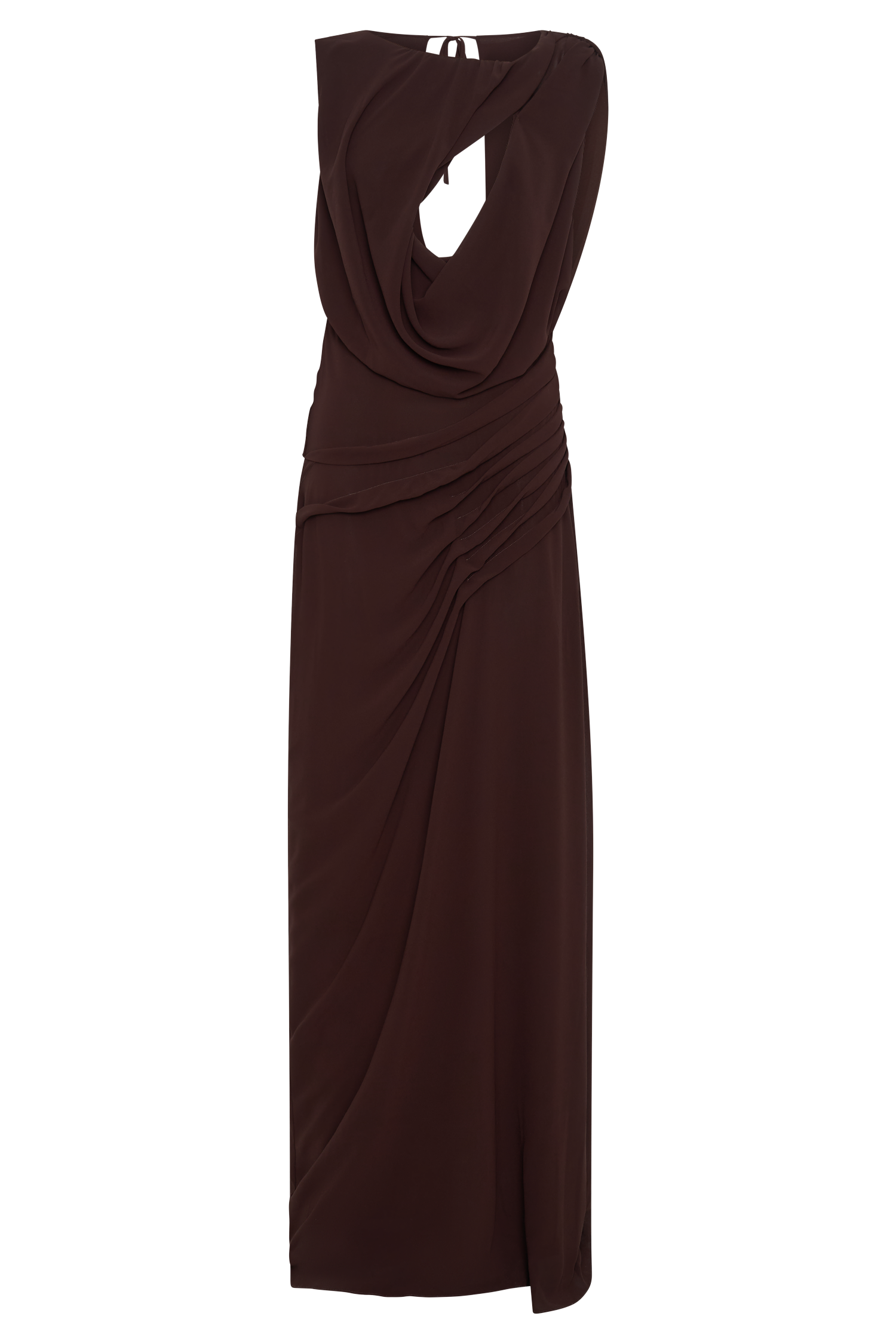 Oria Chiffon Maxi Dress - Cacao Brown | MESHKI UK