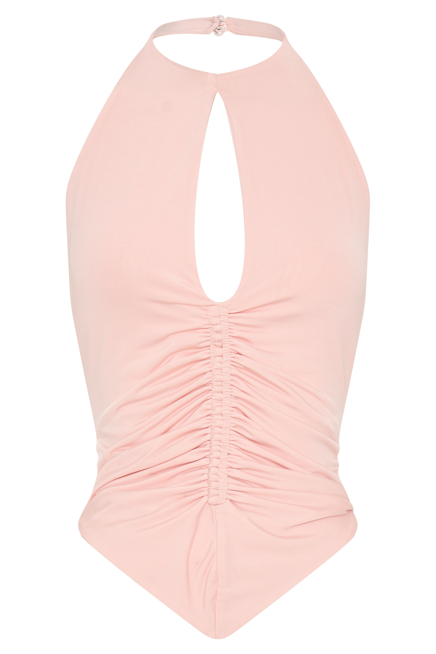 Linda Slinky Ruched Halter Top - Pale Pink