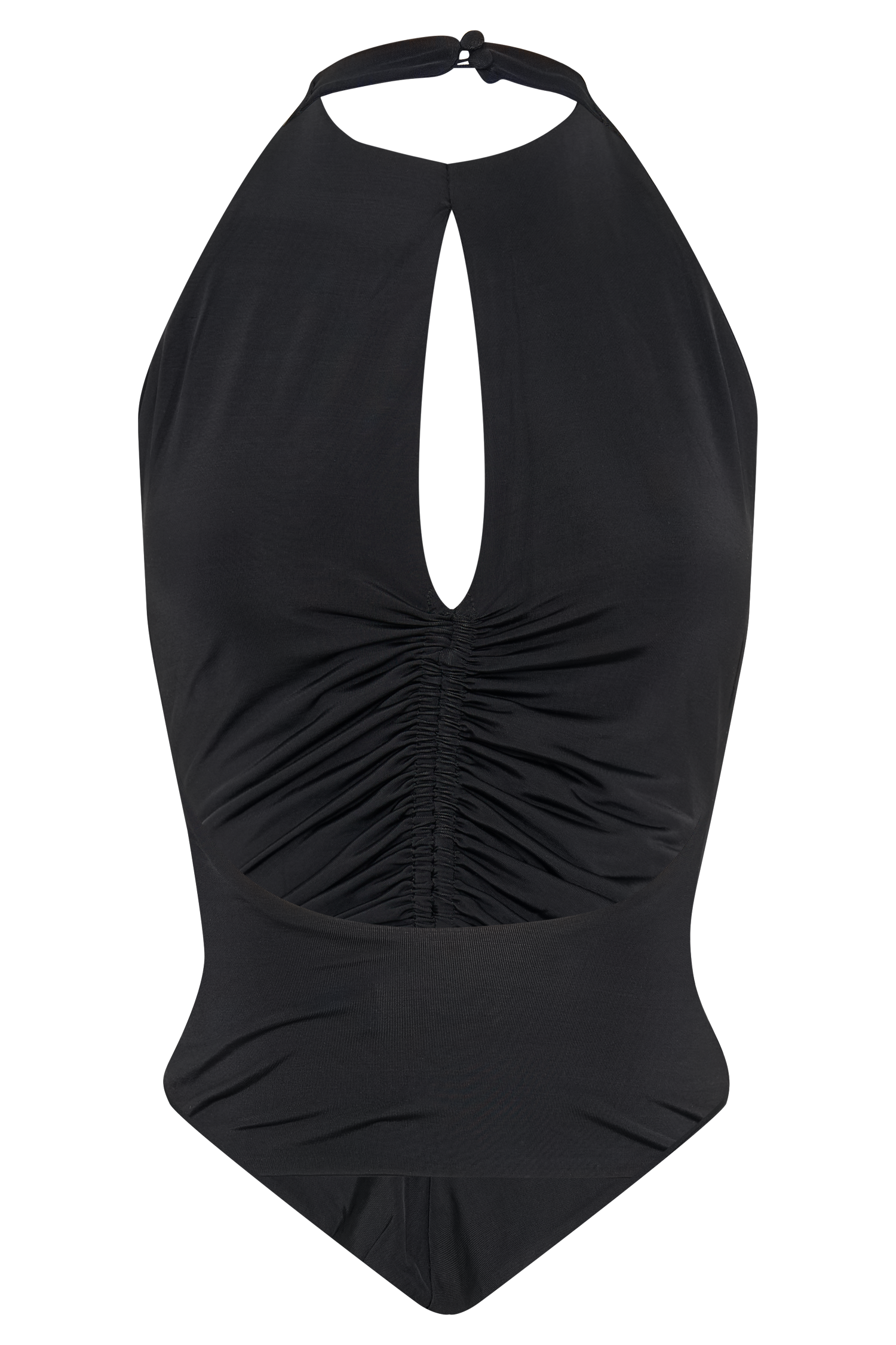 Linda Slinky Ruched Halter Top - Black #6