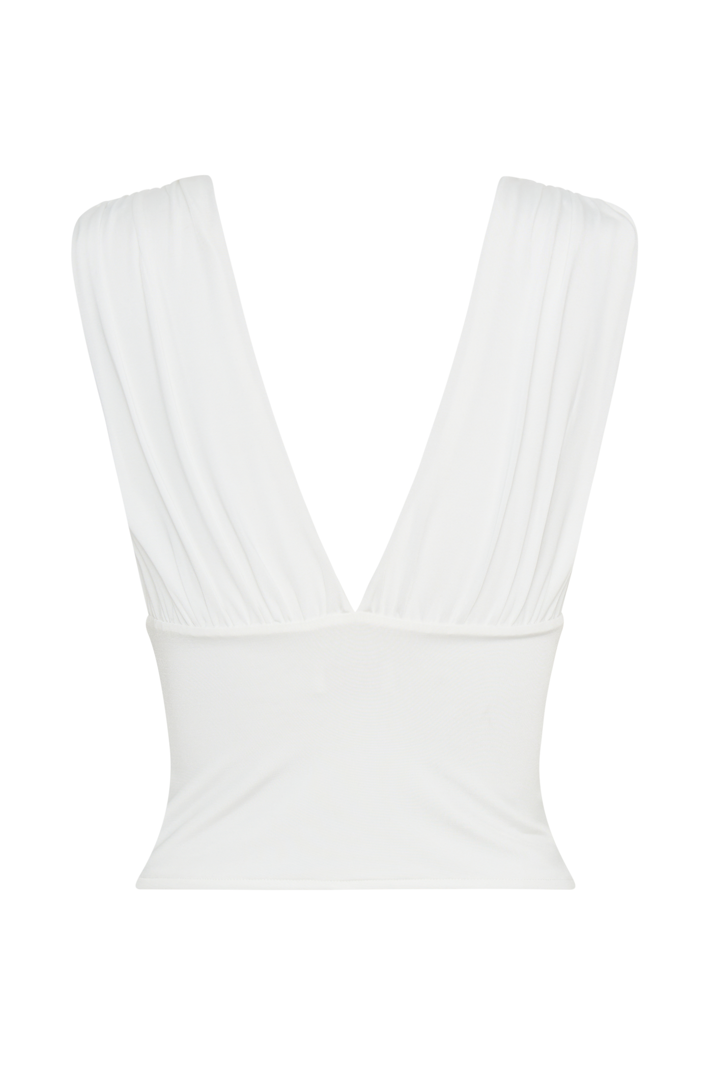 Kerrigan Slinky Ruched Sleeveless Top - White