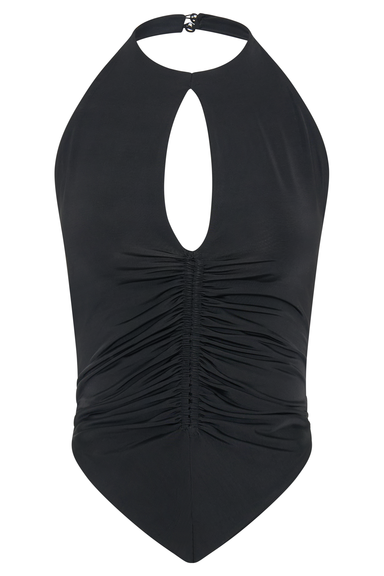 Linda Slinky Ruched Halter Top - Black #7