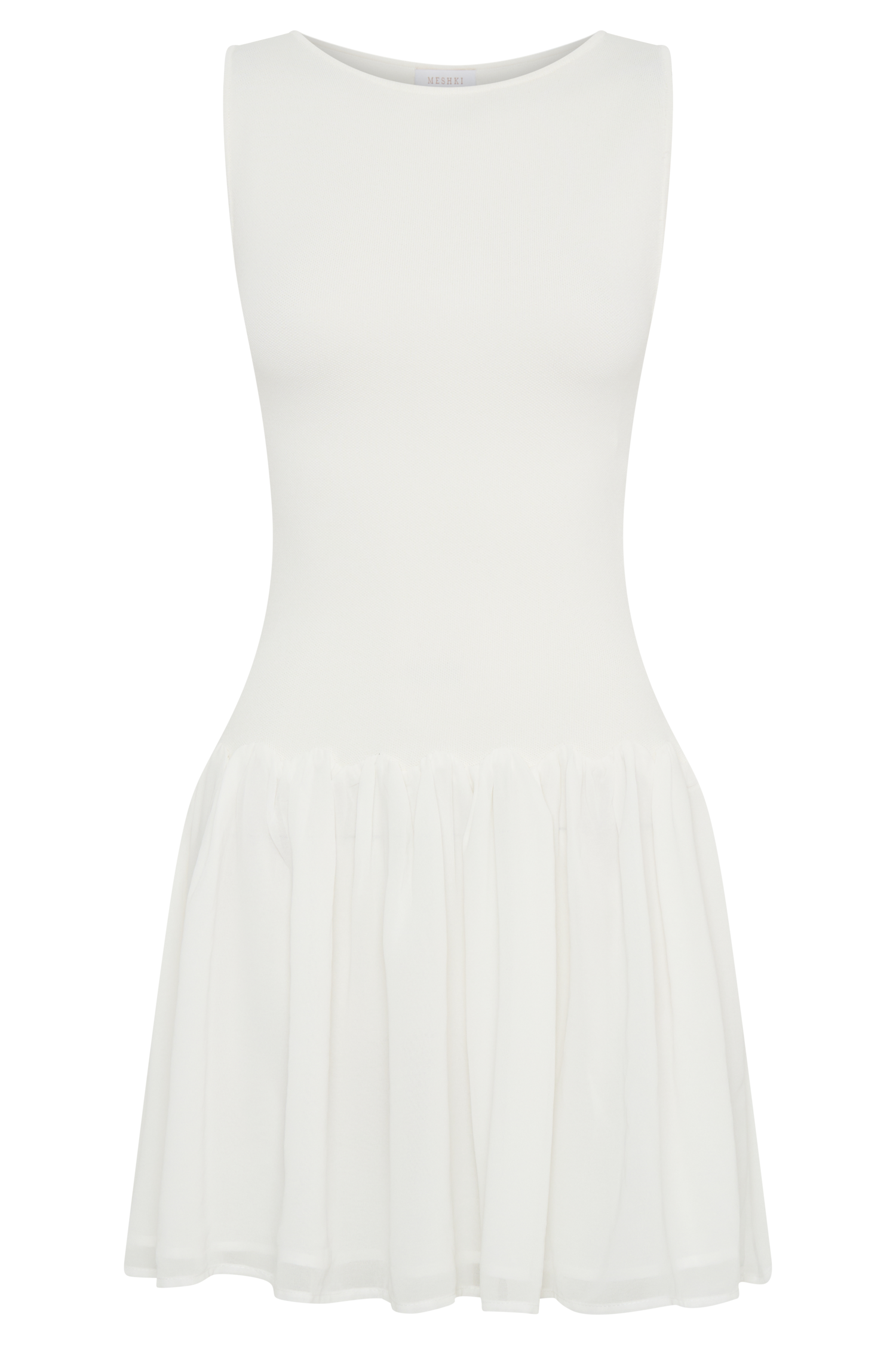 Ashleigh Knit And Chiffon Mini Dress - Ivory #7