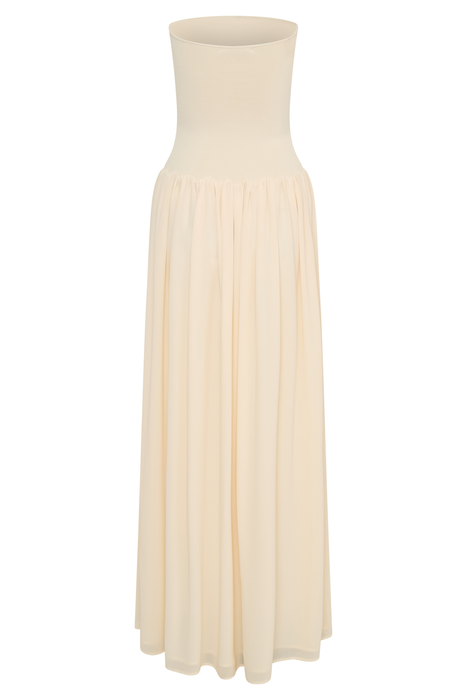 Lyanna Knit And Chiffon Strapless Maxi Dress - Cream #8
