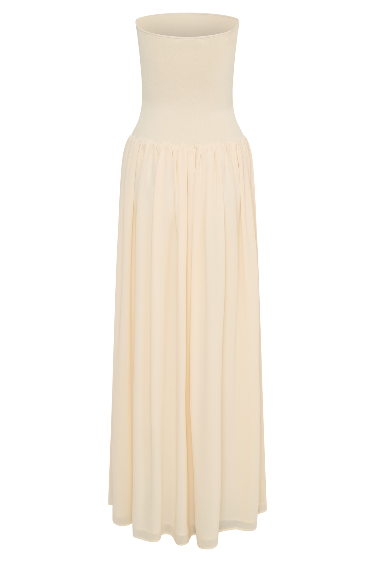 Lyanna Knit And Chiffon Strapless Maxi Dress - Cream #8