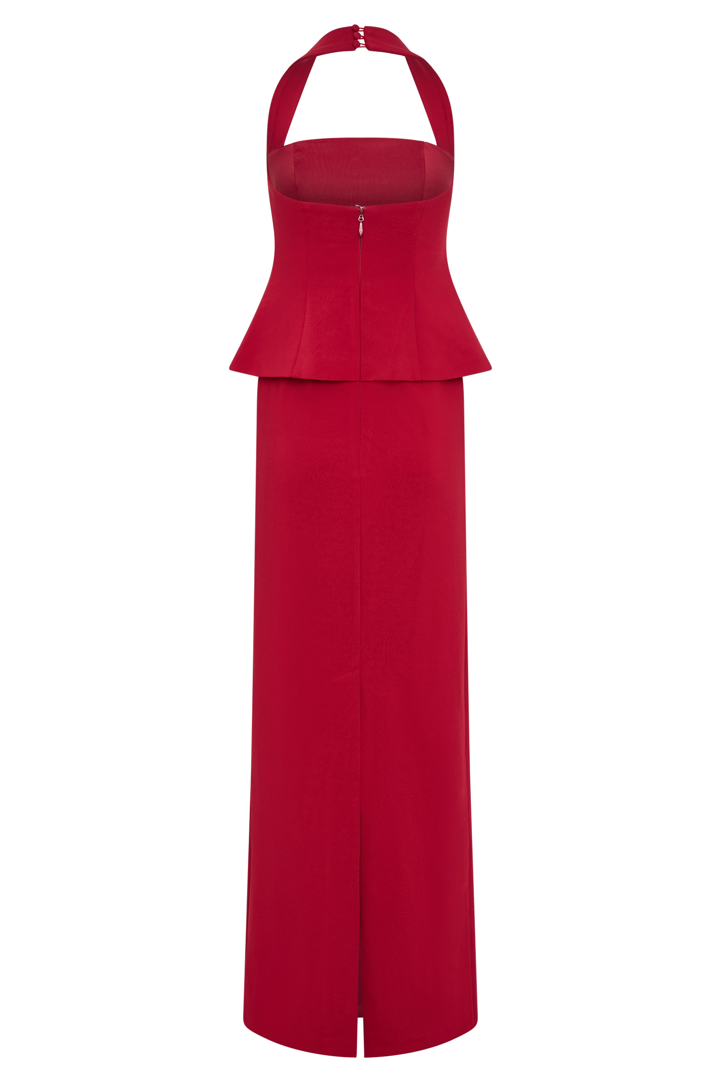 Bertie Peplum Halter Maxi Dress - Ruby