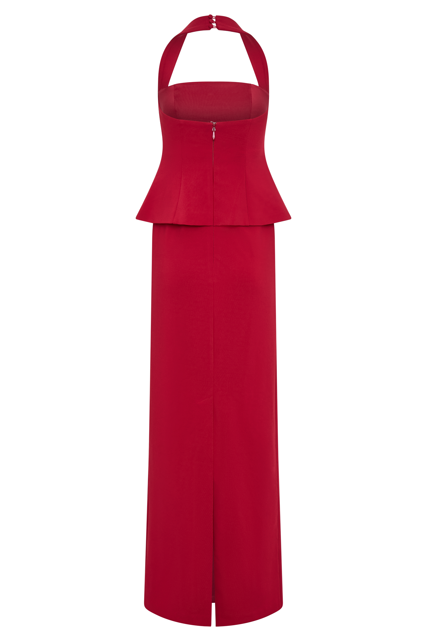 Bertie Peplum Halter Maxi Dress - Ruby #6