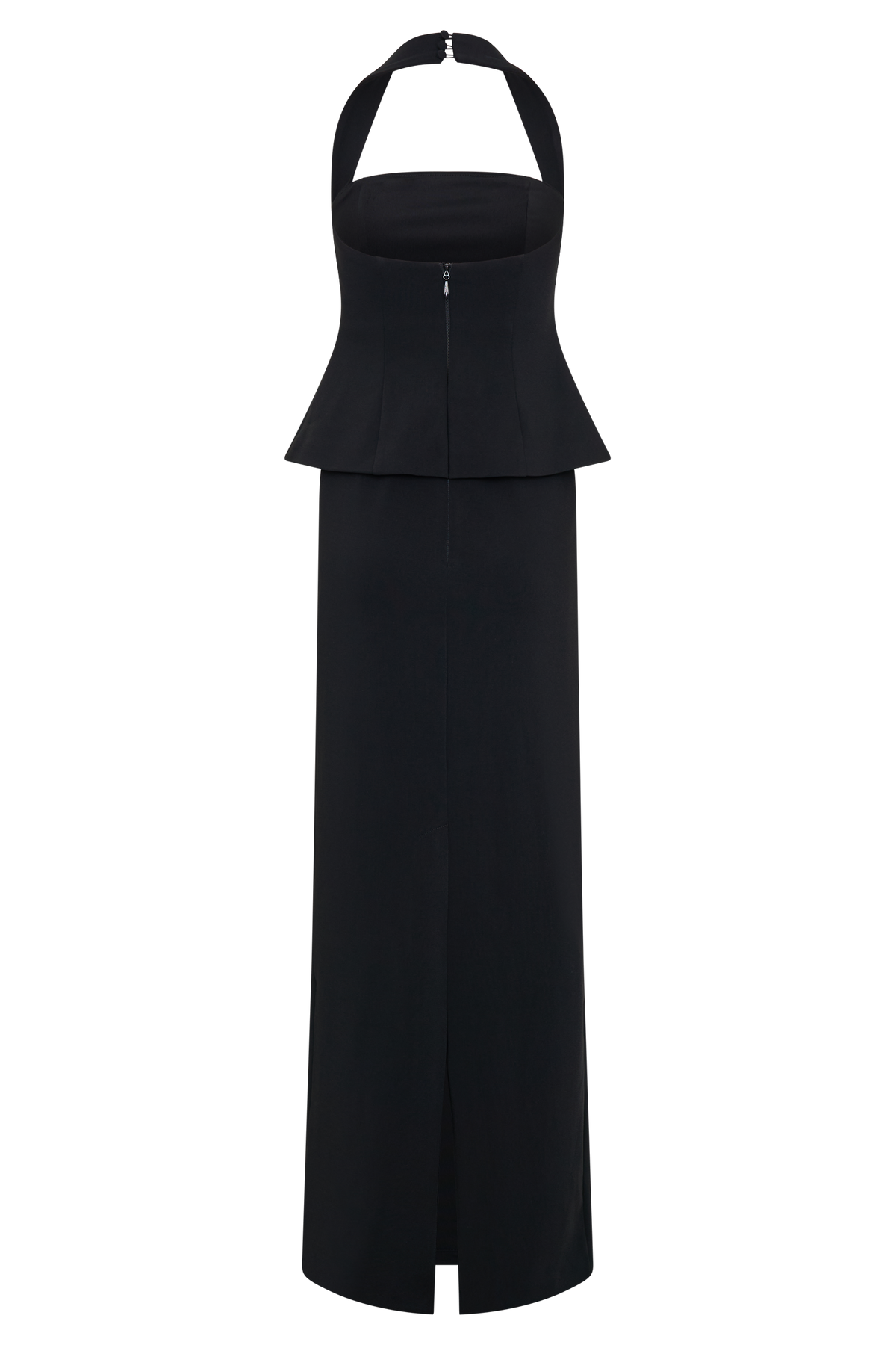 Bertie Peplum Halter Maxi Dress - Black #5