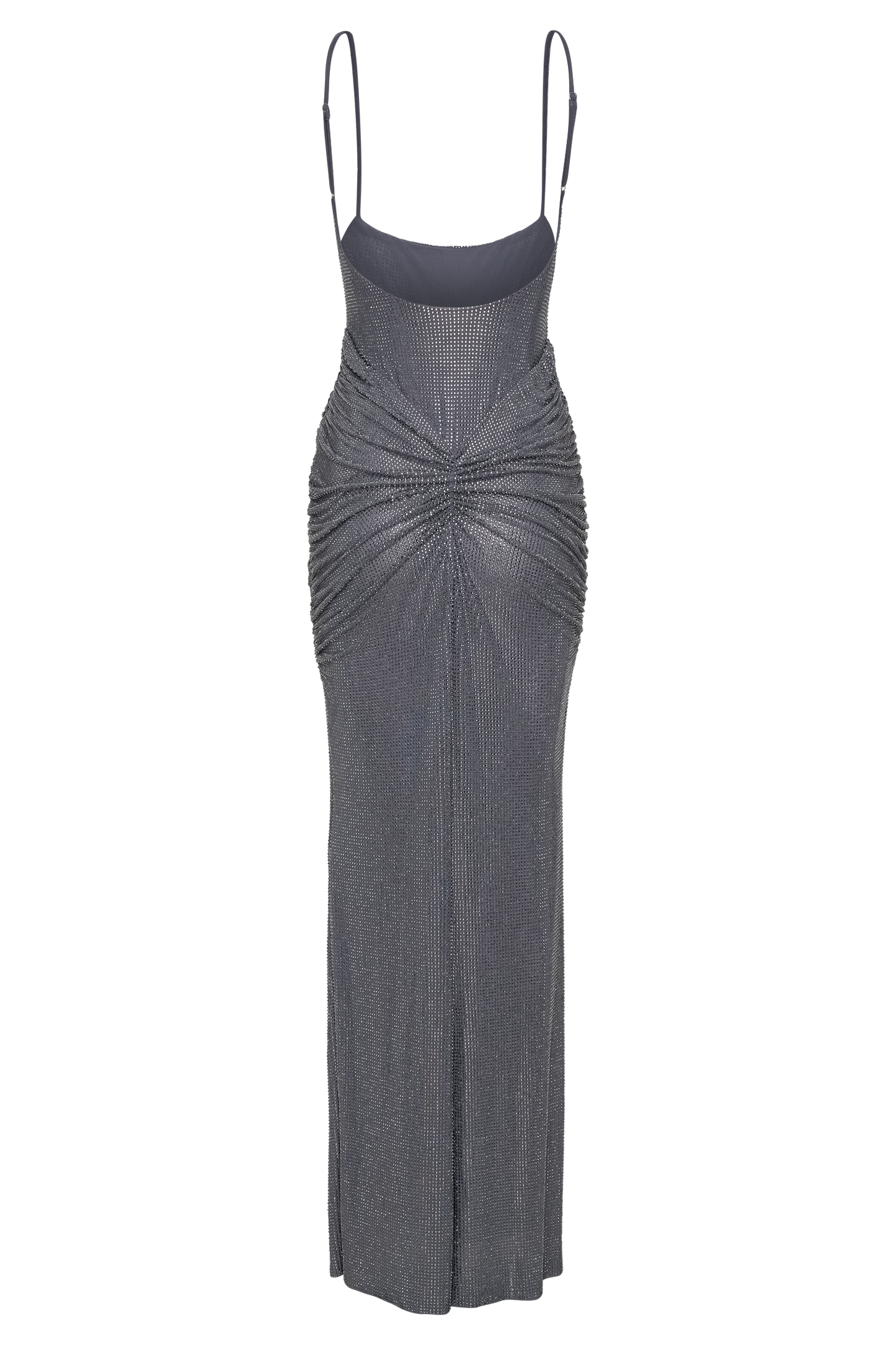 Roisin Diamante Satin Maxi Dress - Gunmetal