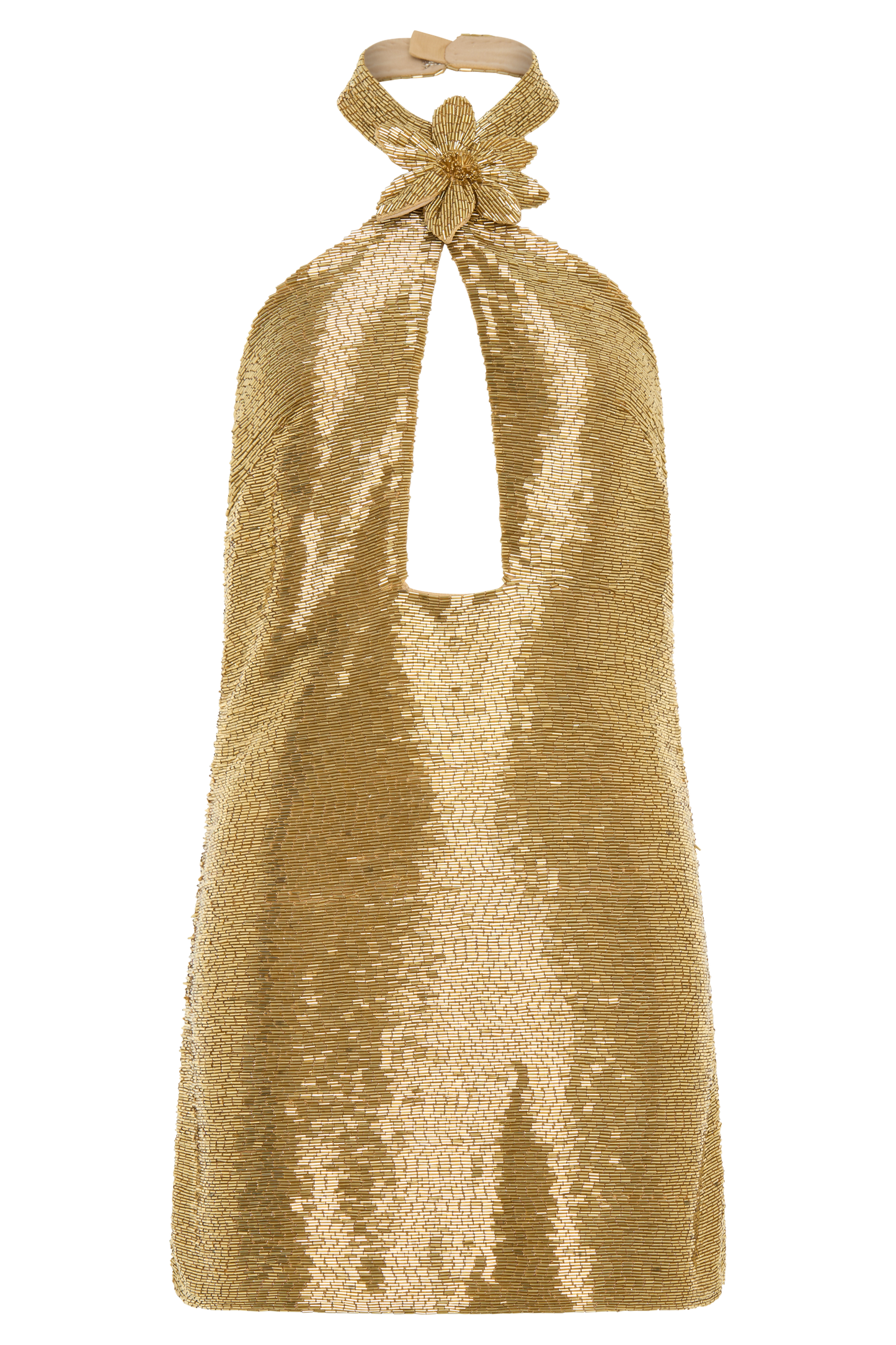 Nylah Beaded Halter Mini Dress - Gold