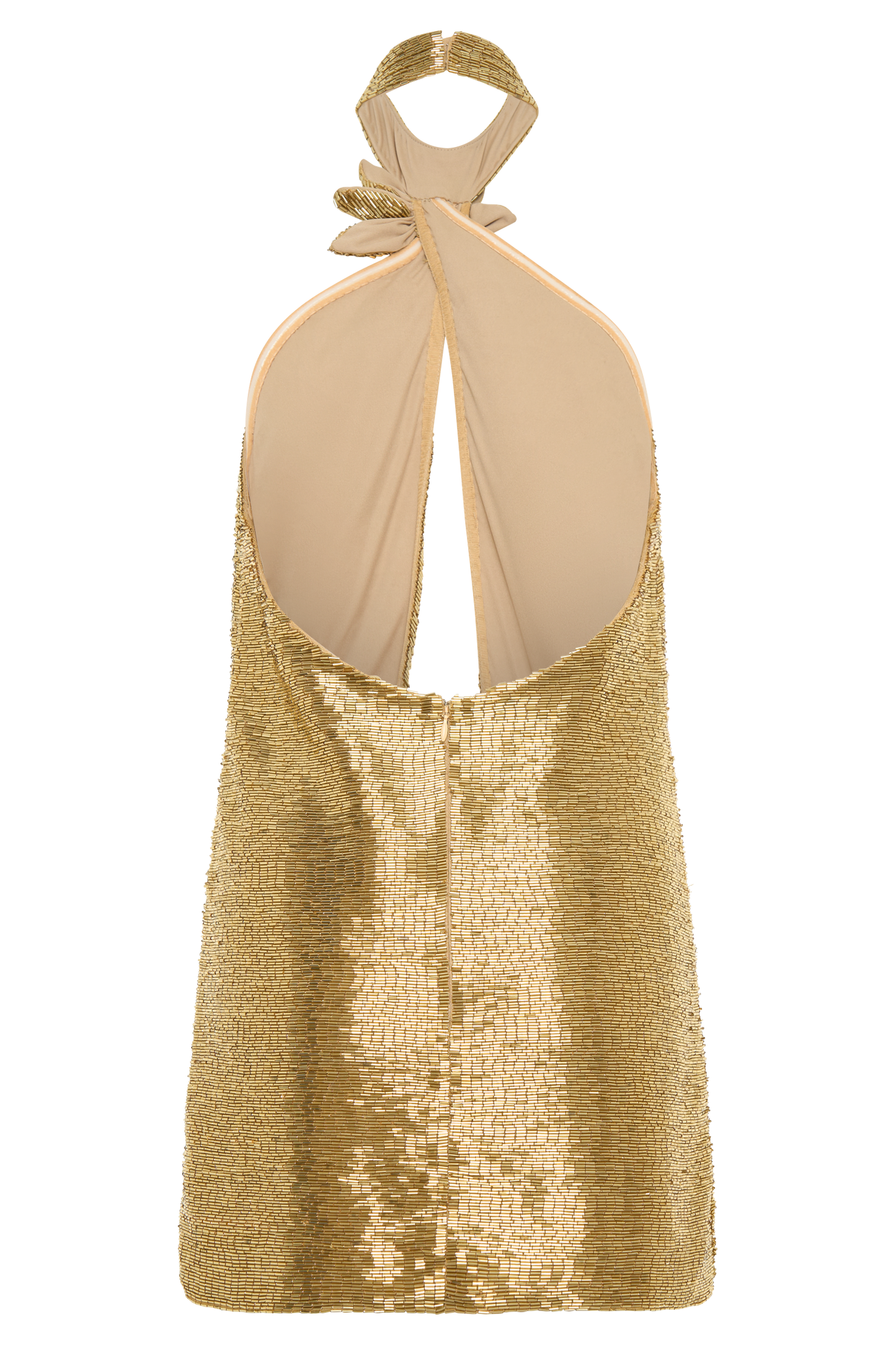 Nylah Beaded Halter Mini Dress - Gold