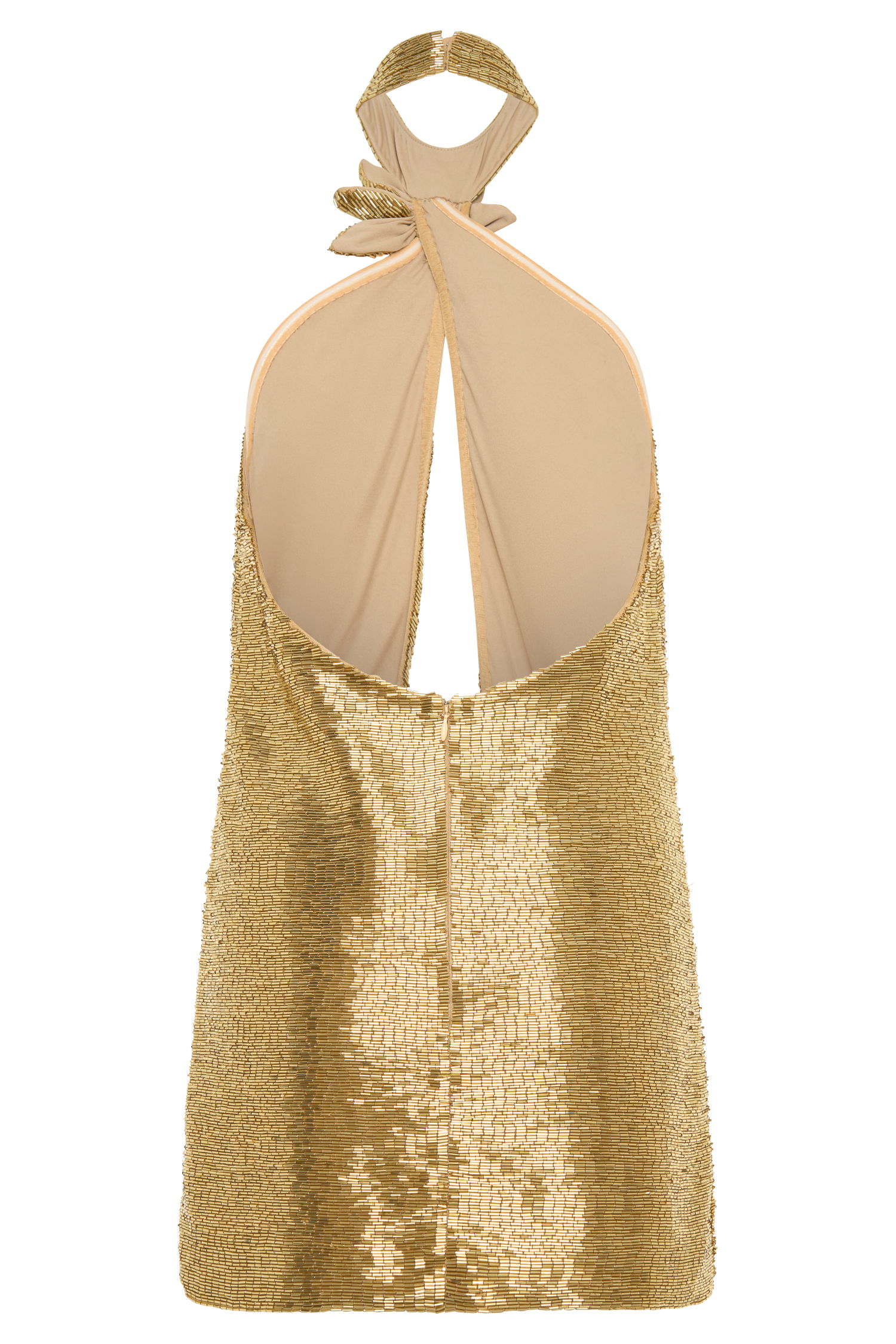 Nylah Beaded Halter Mini Dress - Gold #8