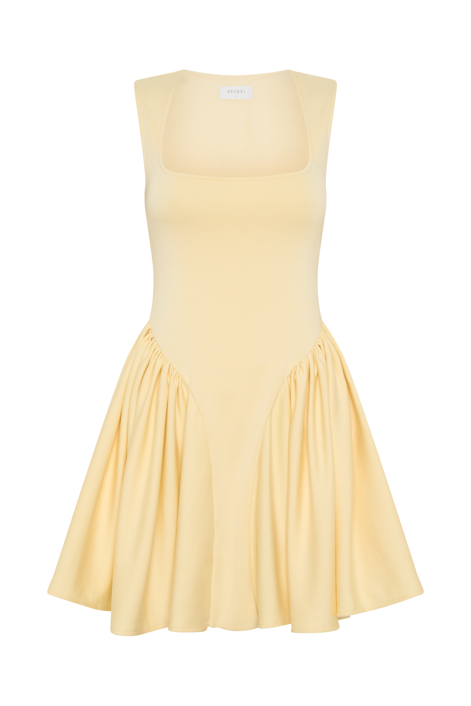 Sharon Scuba Jersey Mini Dress - Pastel Lemon #7