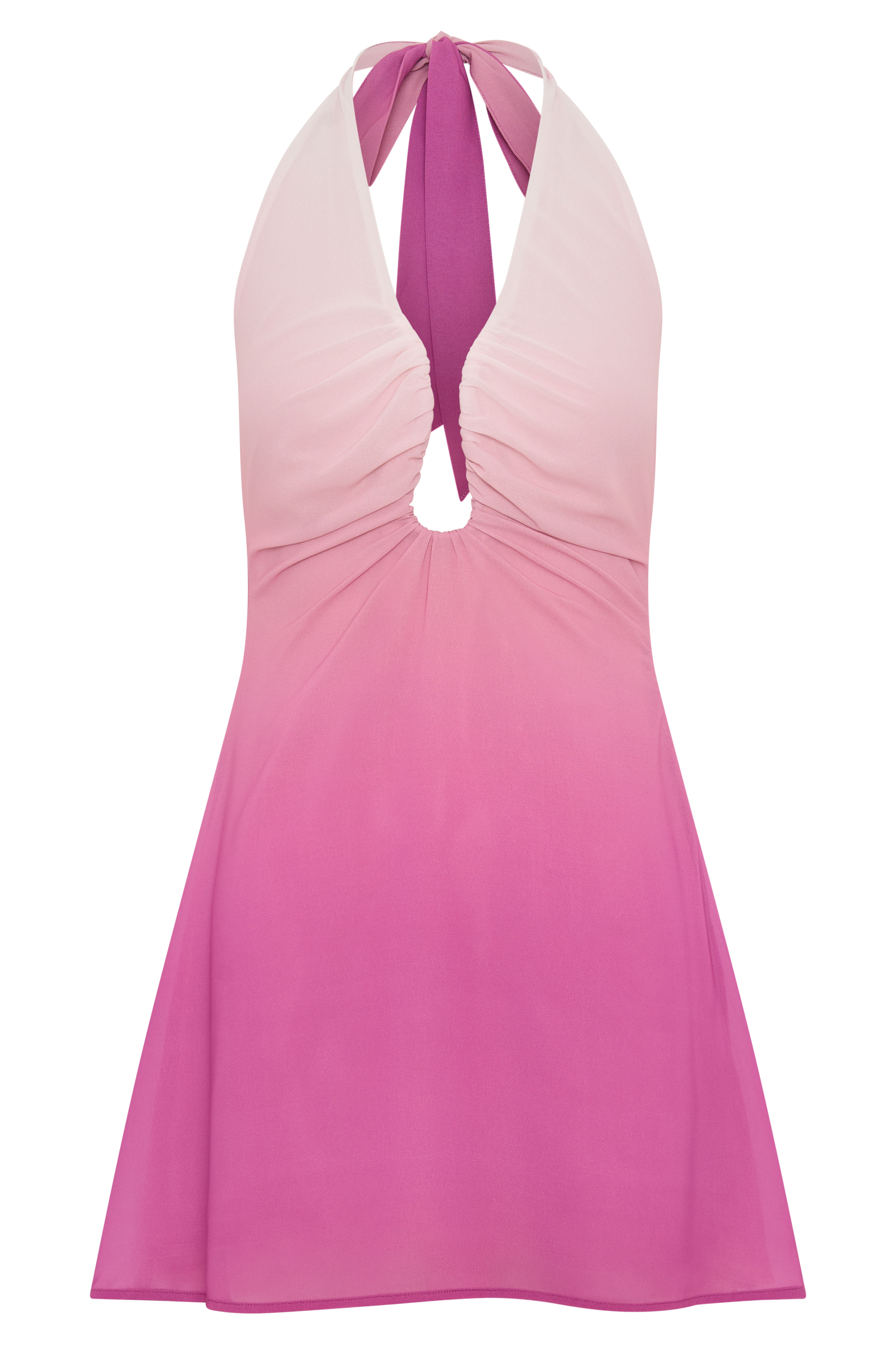 Malakhai Chiffon Halter Mini Dress - Ombre Pink #9