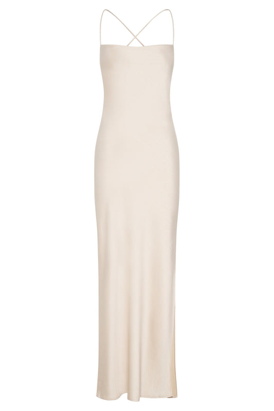 Sydney Straight Neck Slip Maxi Dress - Cream