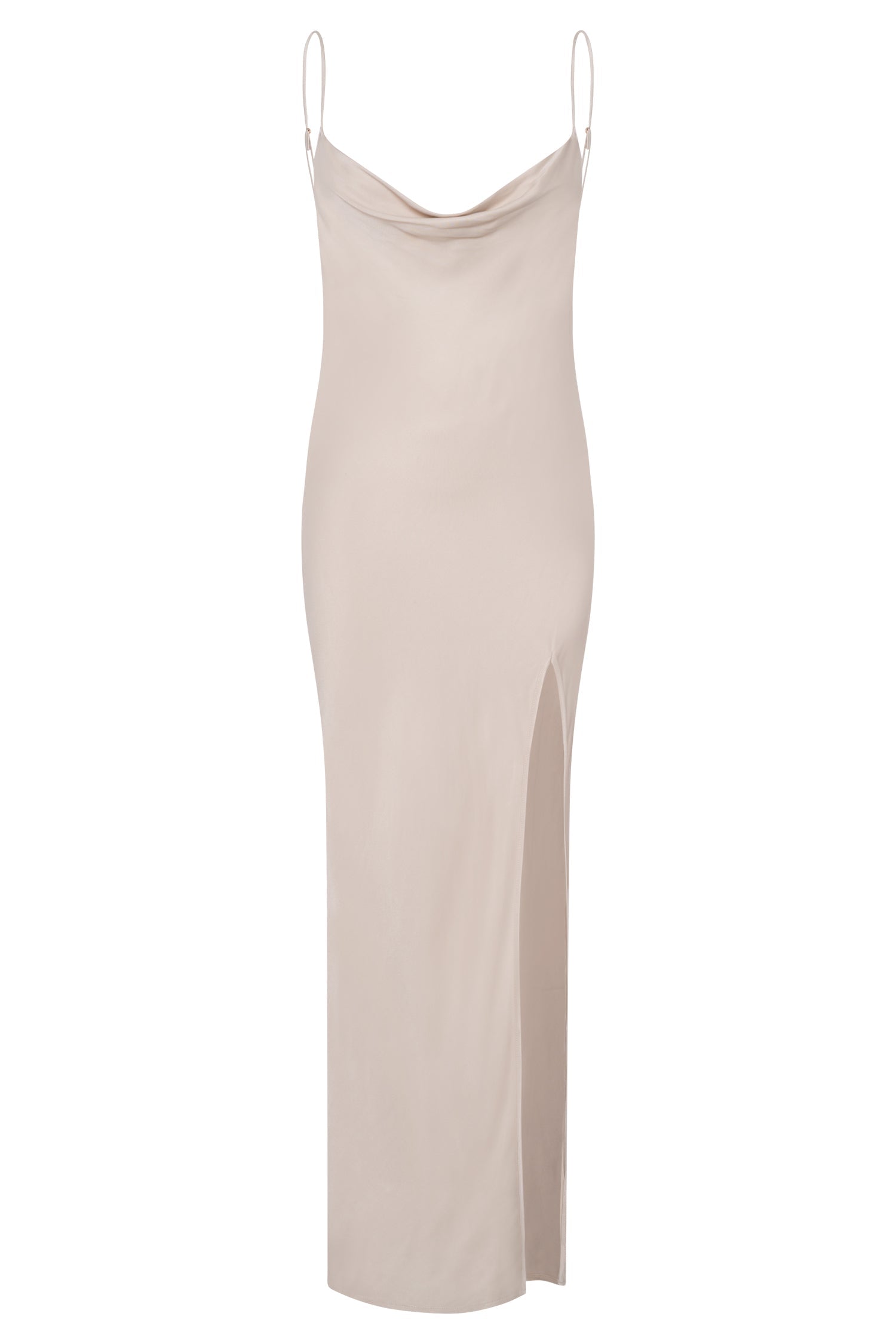 Jade Cowl Neck Backless Maxi Dress - Bone #12
