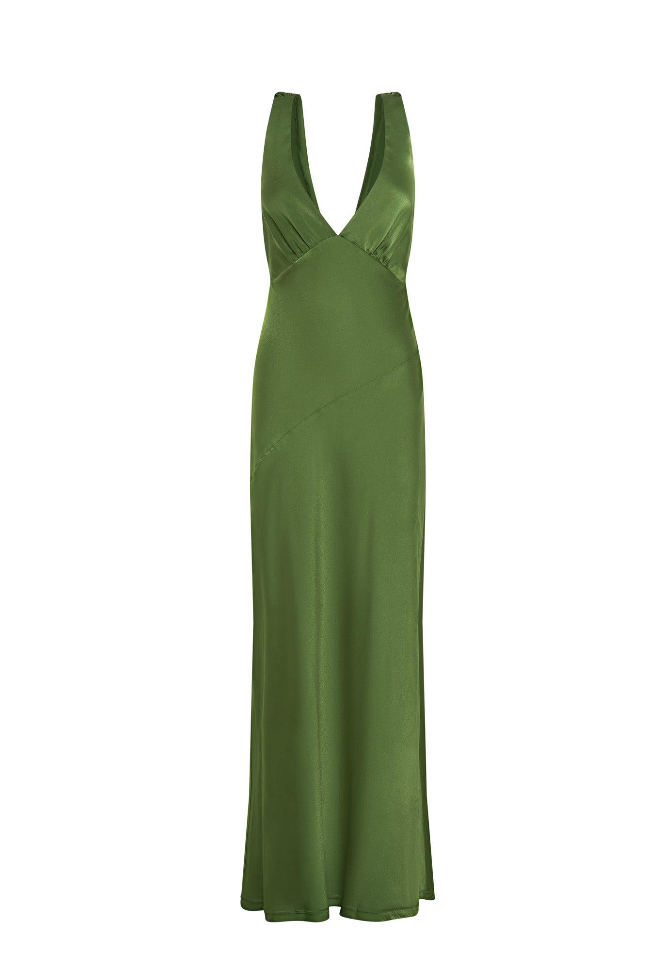 Nadia Maxi Satin Dress With Back Cowl - Emerald #11