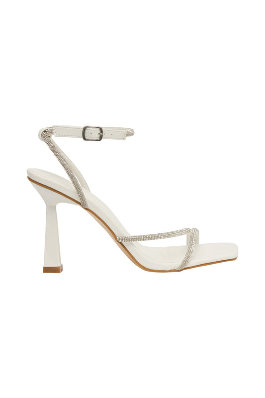 Caitlin Diamante Rope Heels - White