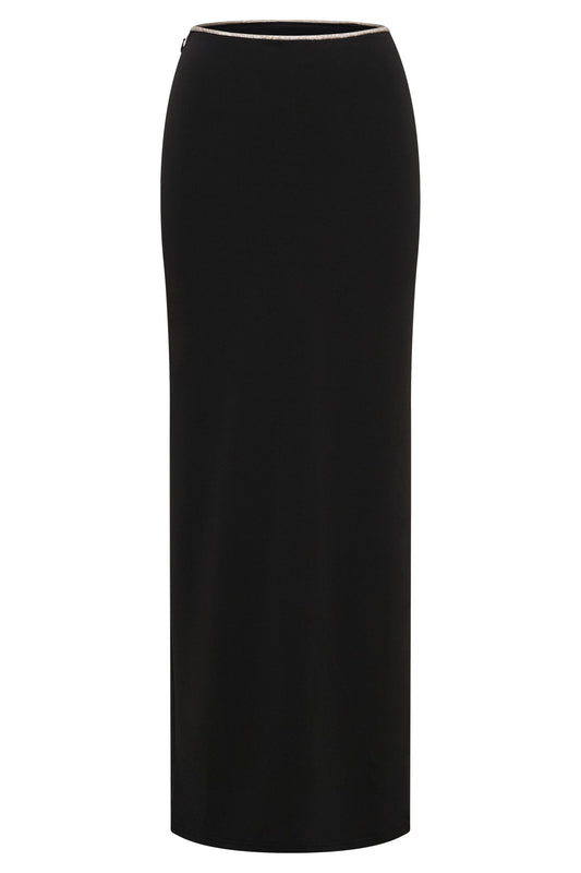 Sweeney Diamante Maxi Skirt With Split - Black