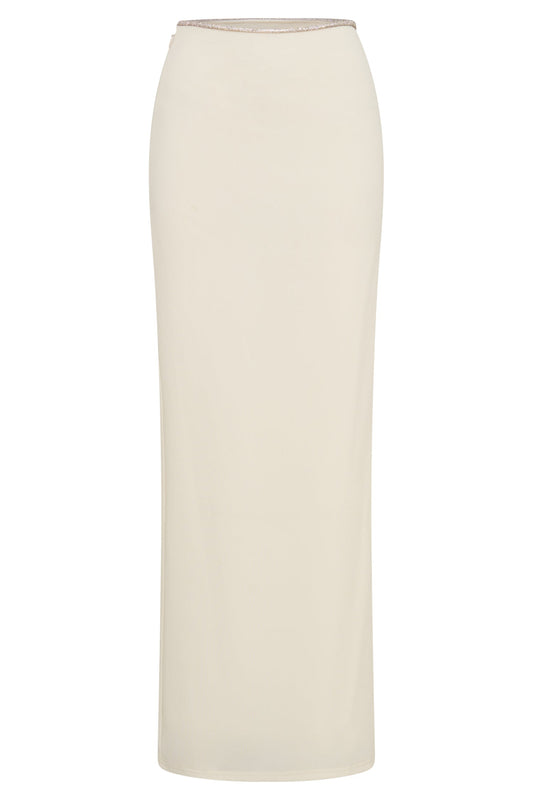 Sweeney Diamante Maxi Skirt With Split - Bone