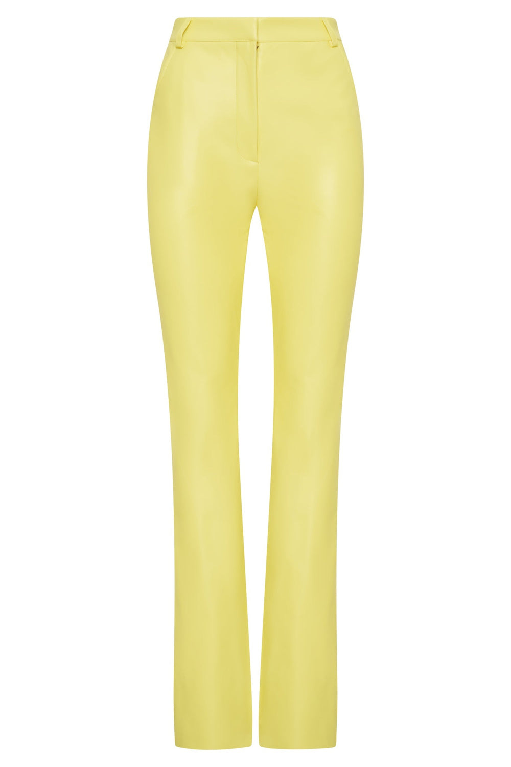 Tyra Straight Leg Faux Leather Pants - Lemon