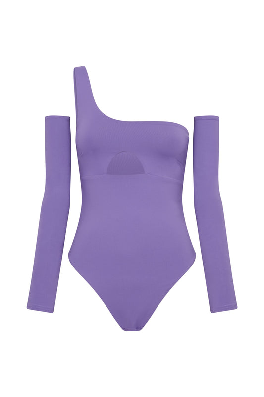 Lexi One Shoulder Cut Out Bodysuit - Purple