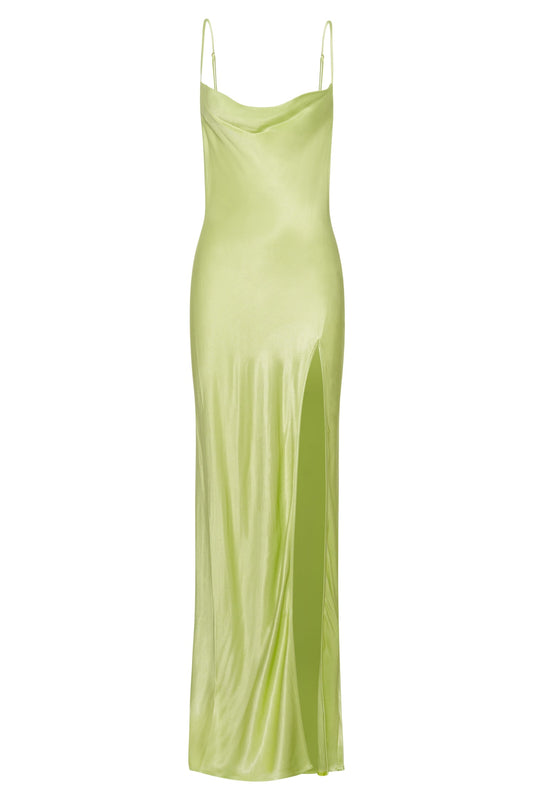 Jade Cowl Neck Backless Maxi Dress - Pistachio Green