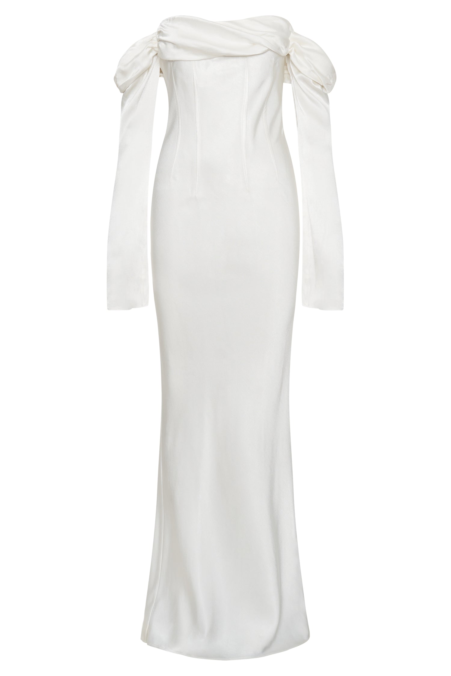 Giselle Off Shoulder Cowl Neck Maxi Dress - White #7