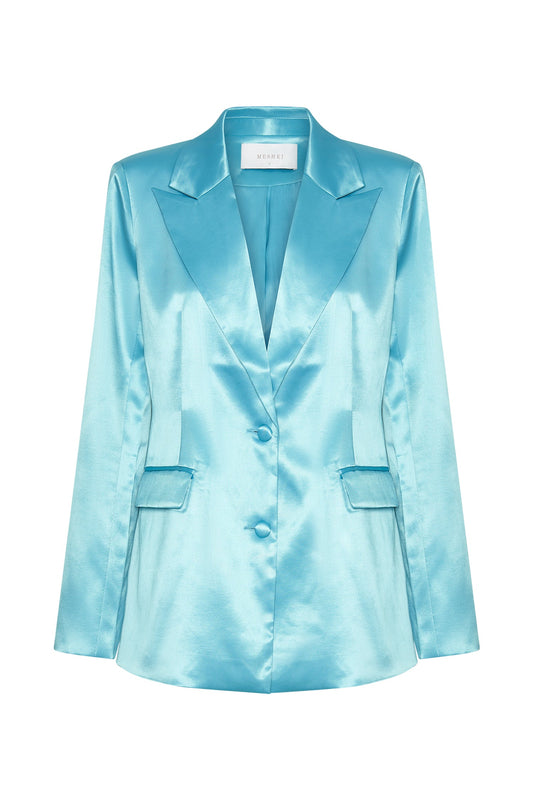 Maeva Satin Blazer - Aquamarine